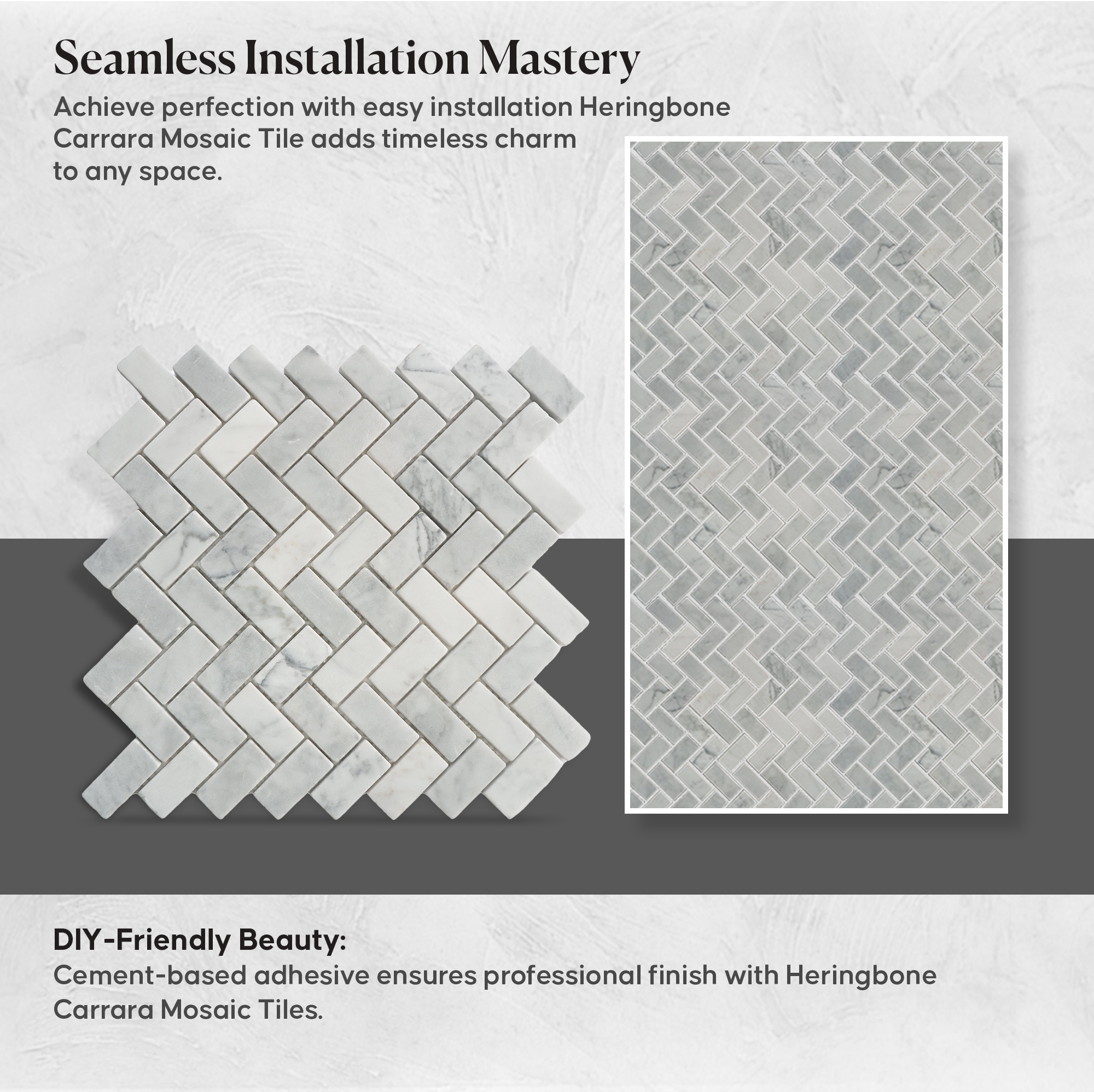 Herringbone Carrara Mosaic Wall & Floor Tile