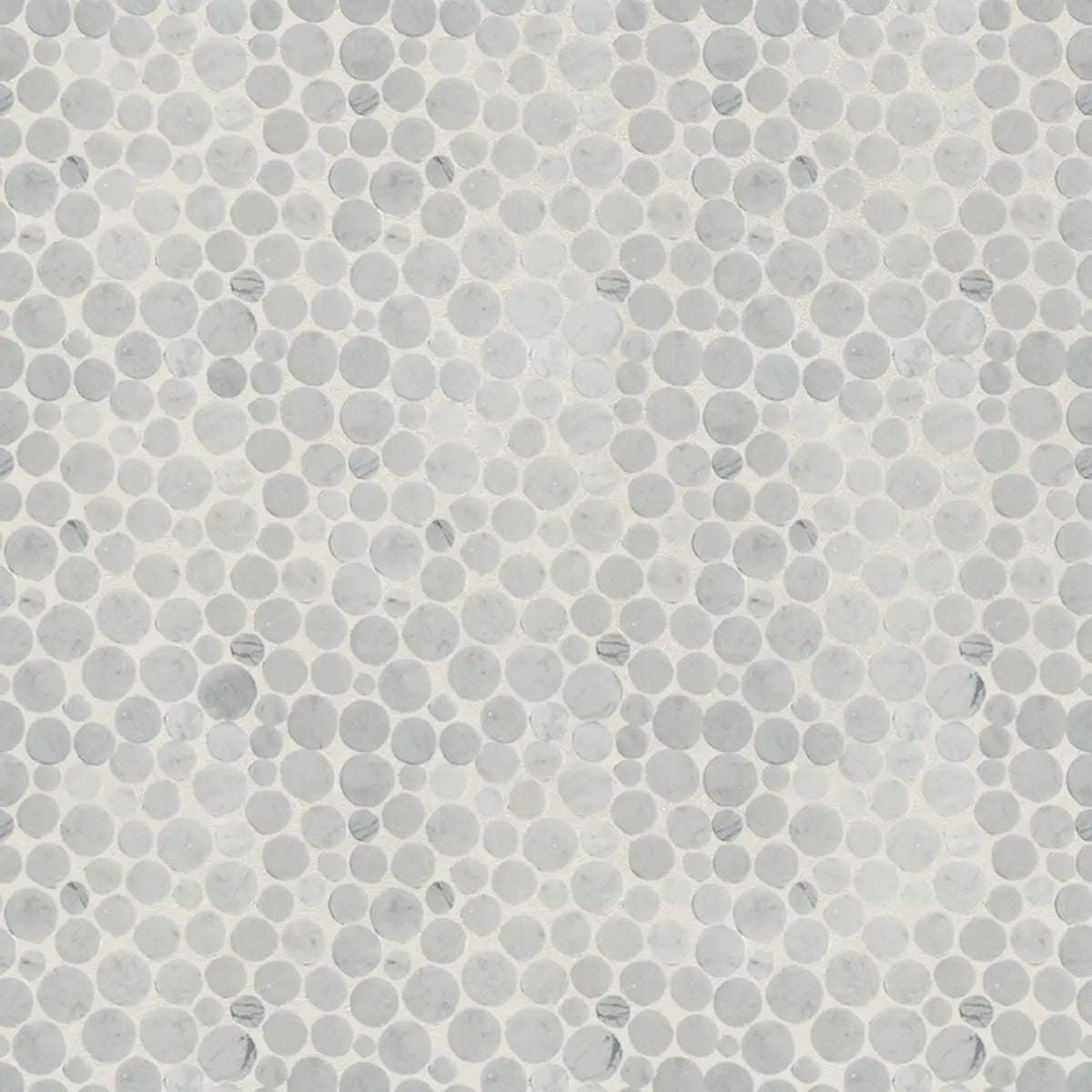 Penny Round Carrara Mosaic Wall & Floor Tile | 5 Tiles per case
