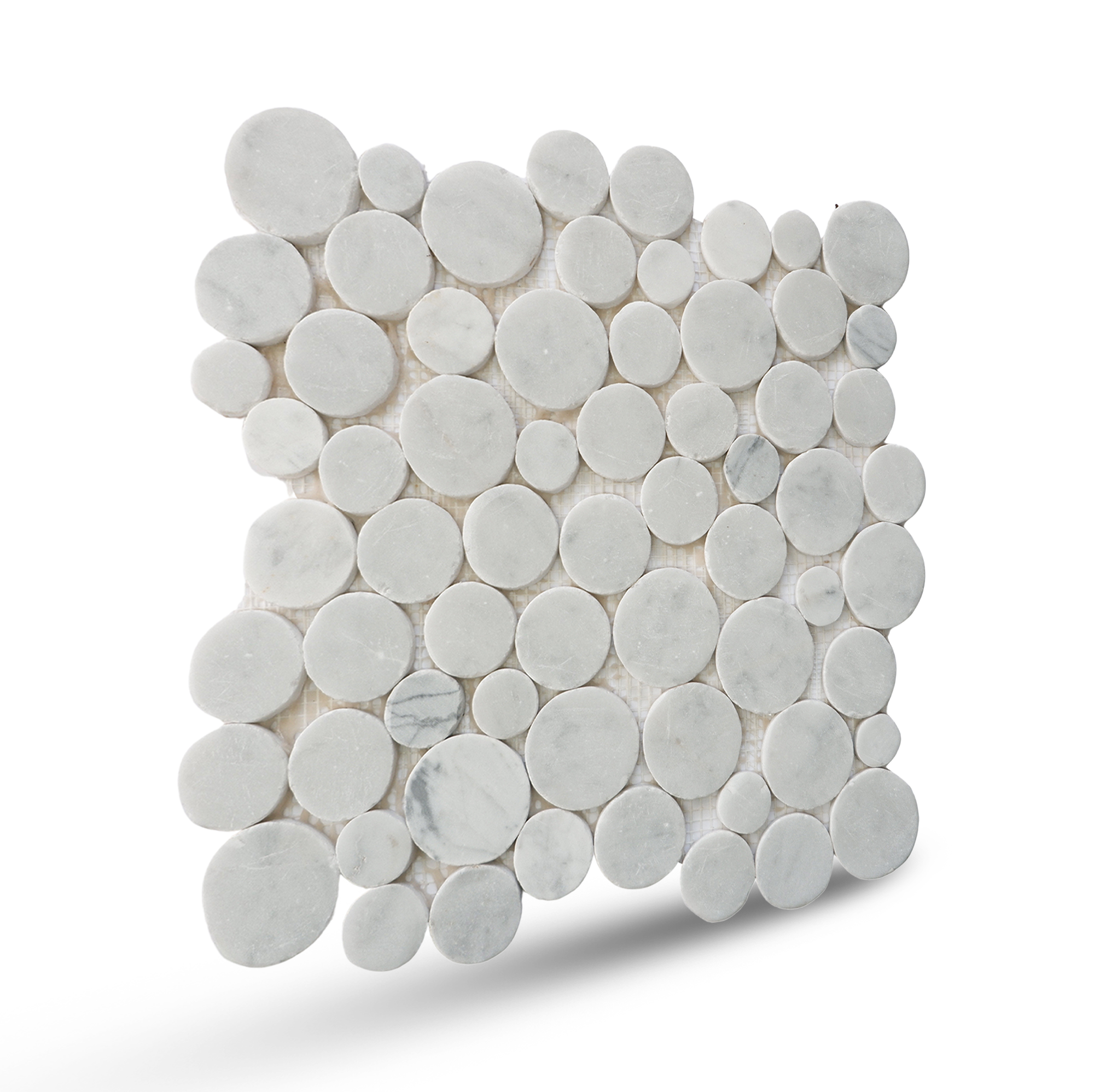 Penny Round Carrara Mosaic Wall & Floor Tile | 5 Tiles per case