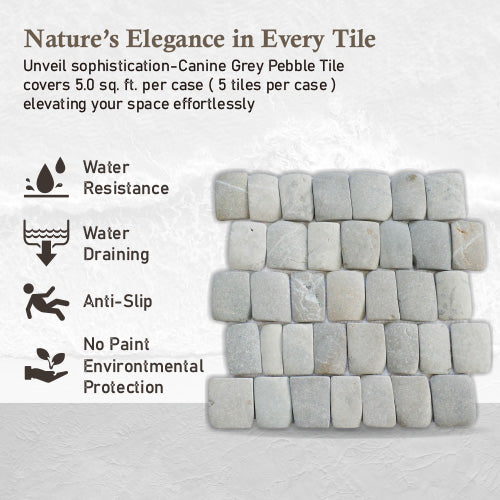 Canine Grey Pebble Mosaic Tile for Wall | 5 Tiles per case