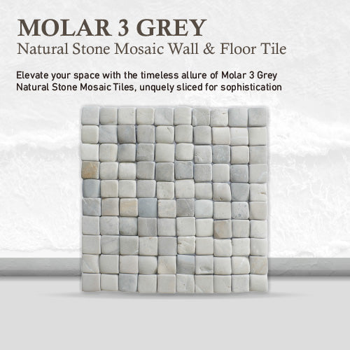 Molar 3 Grey Pebble Mosaic Tile for Wall | 5 Tiles per case