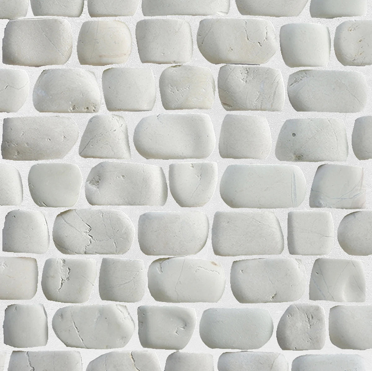 Strip White Stone Pebble Mosaic Tile for Wall | 5 Tiles per case