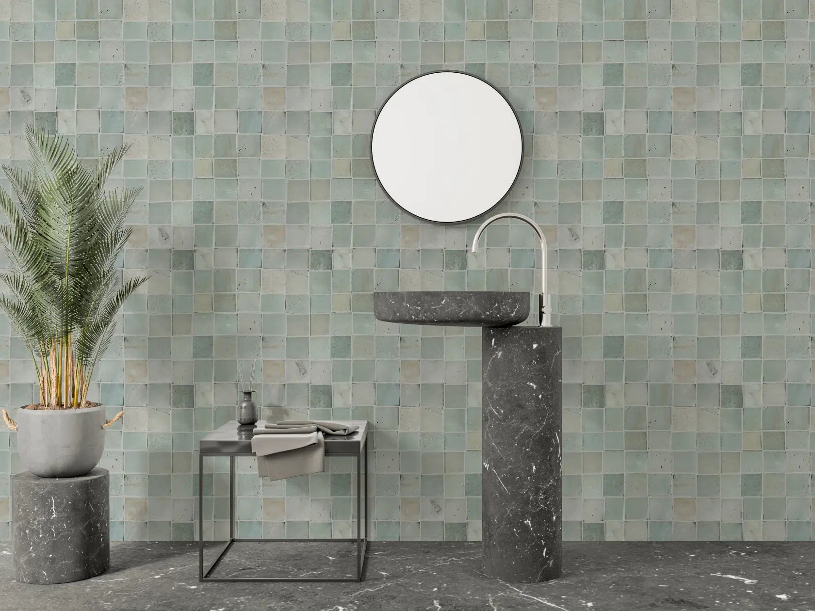 Molar 5 Green Pebble Mosaic Tile for Wall | 5 Tiles per case