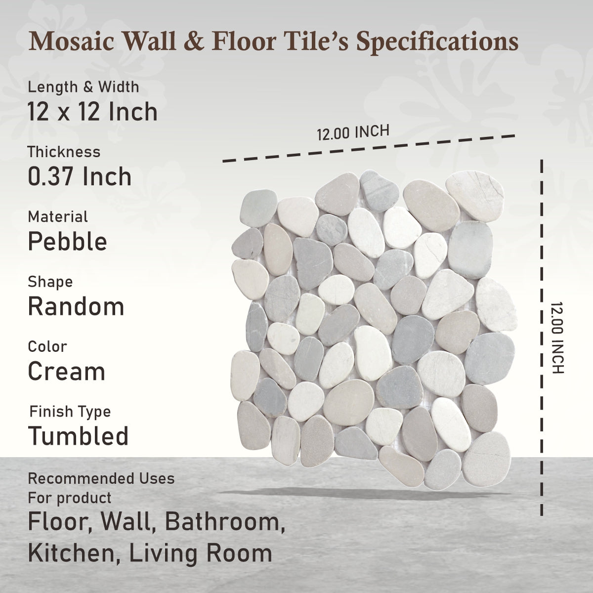 Mix Blend Sliced Pebble Mosaic Wall & Floor Tile | 5 Tiles per case