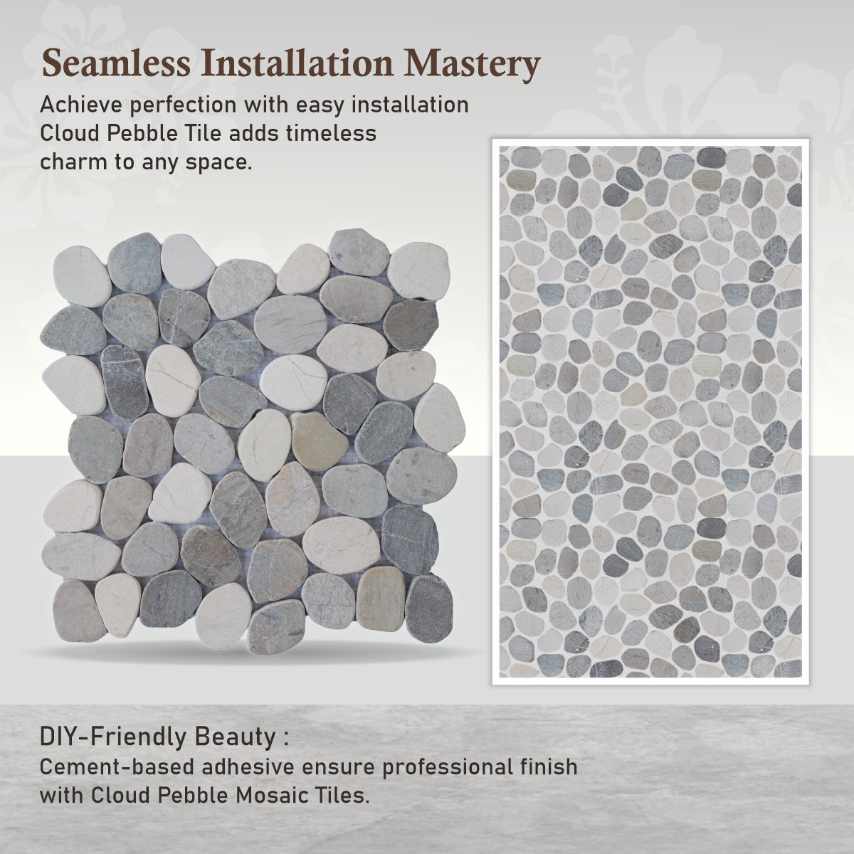 Cloud Sliced Pebble Mosaic Wall & Floor Tile | 5 Tiles per case