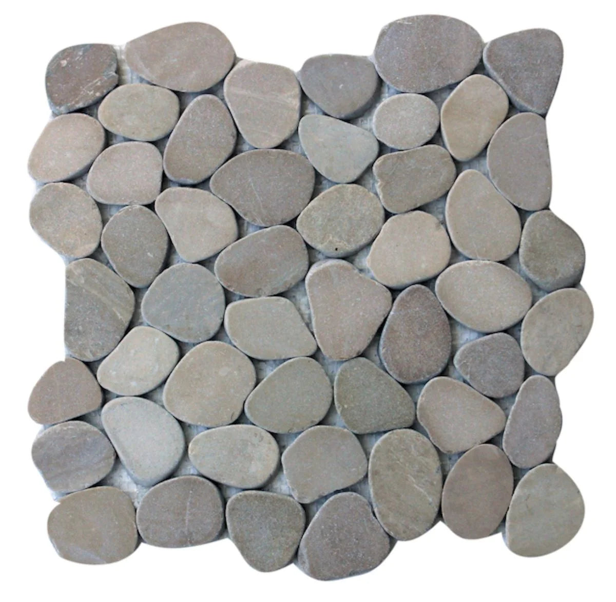 tan sliced pebble tile sample without grout