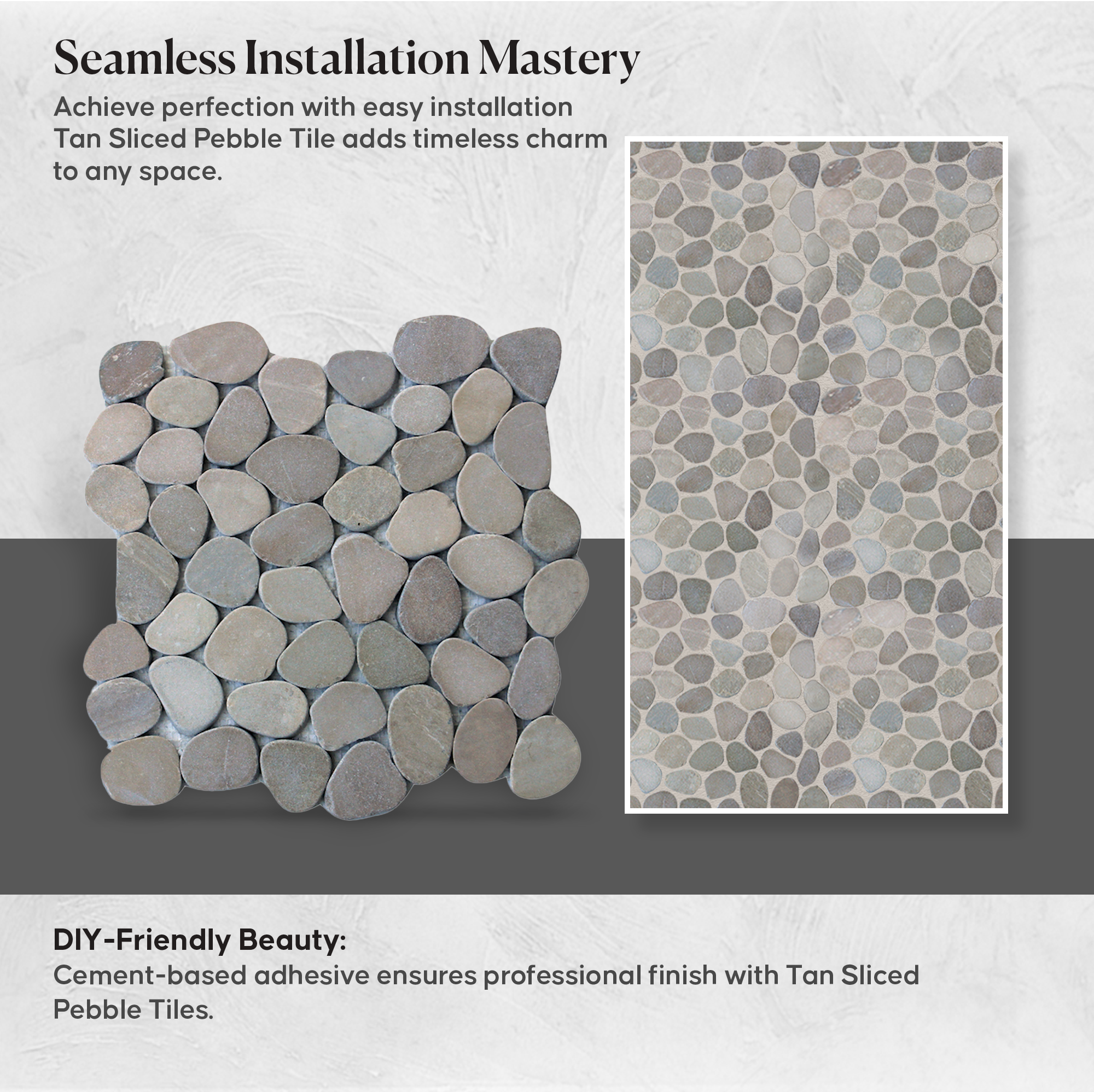 Tan Sliced Pebble Mosaic Wall & Floor Tile | 5 Tiles per case