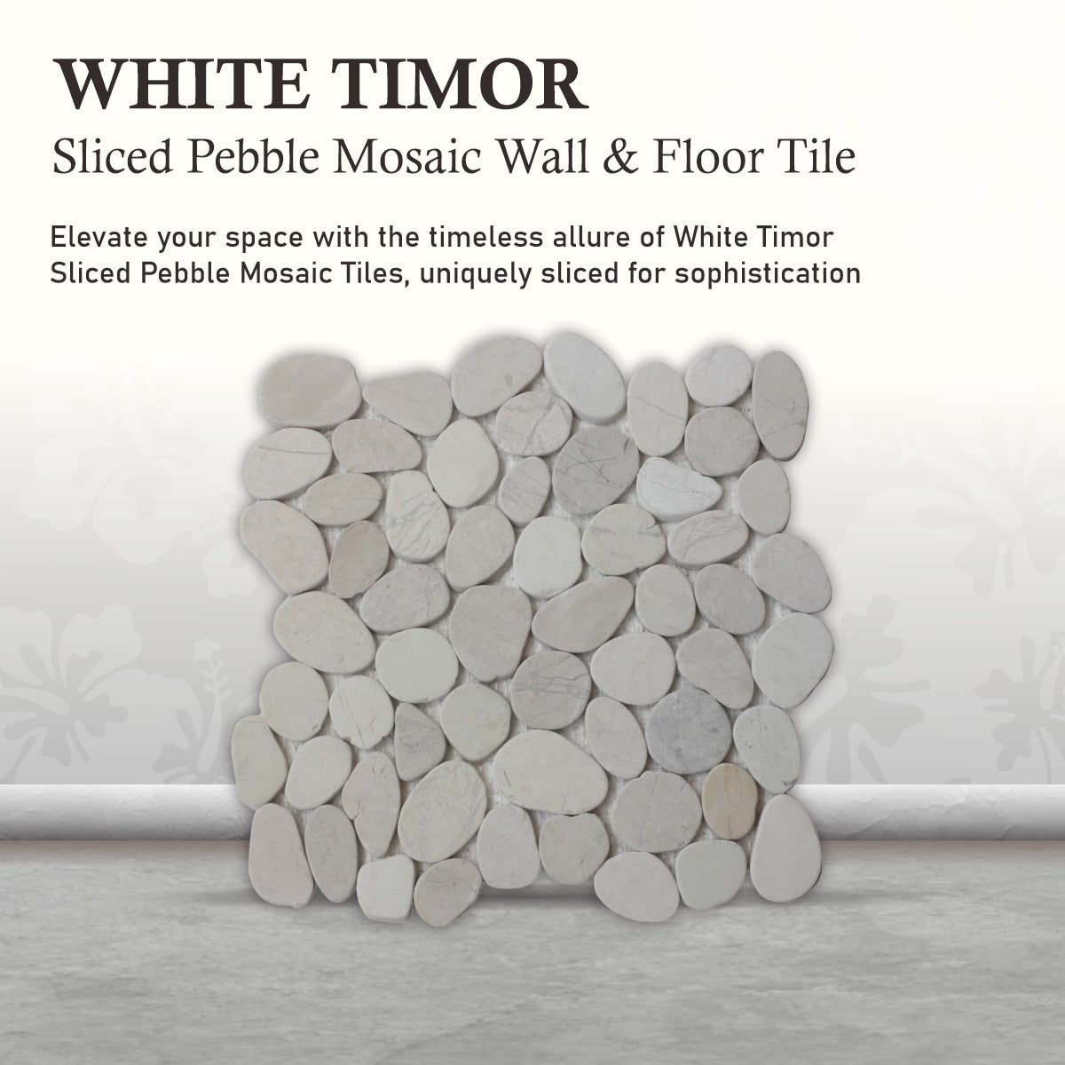 Timor White Sliced Pebble Mosaic Wall & Floor Tile | 5 Tiles per case