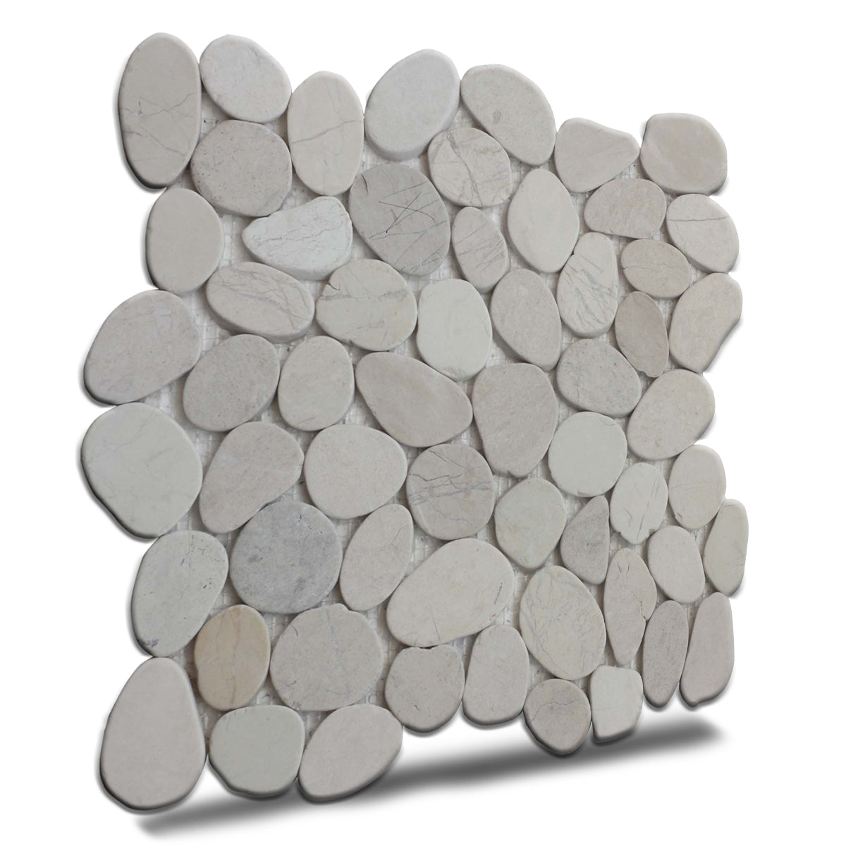 Timor White Sliced Pebble Mosaic Wall & Floor Tile | 5 Tiles per case