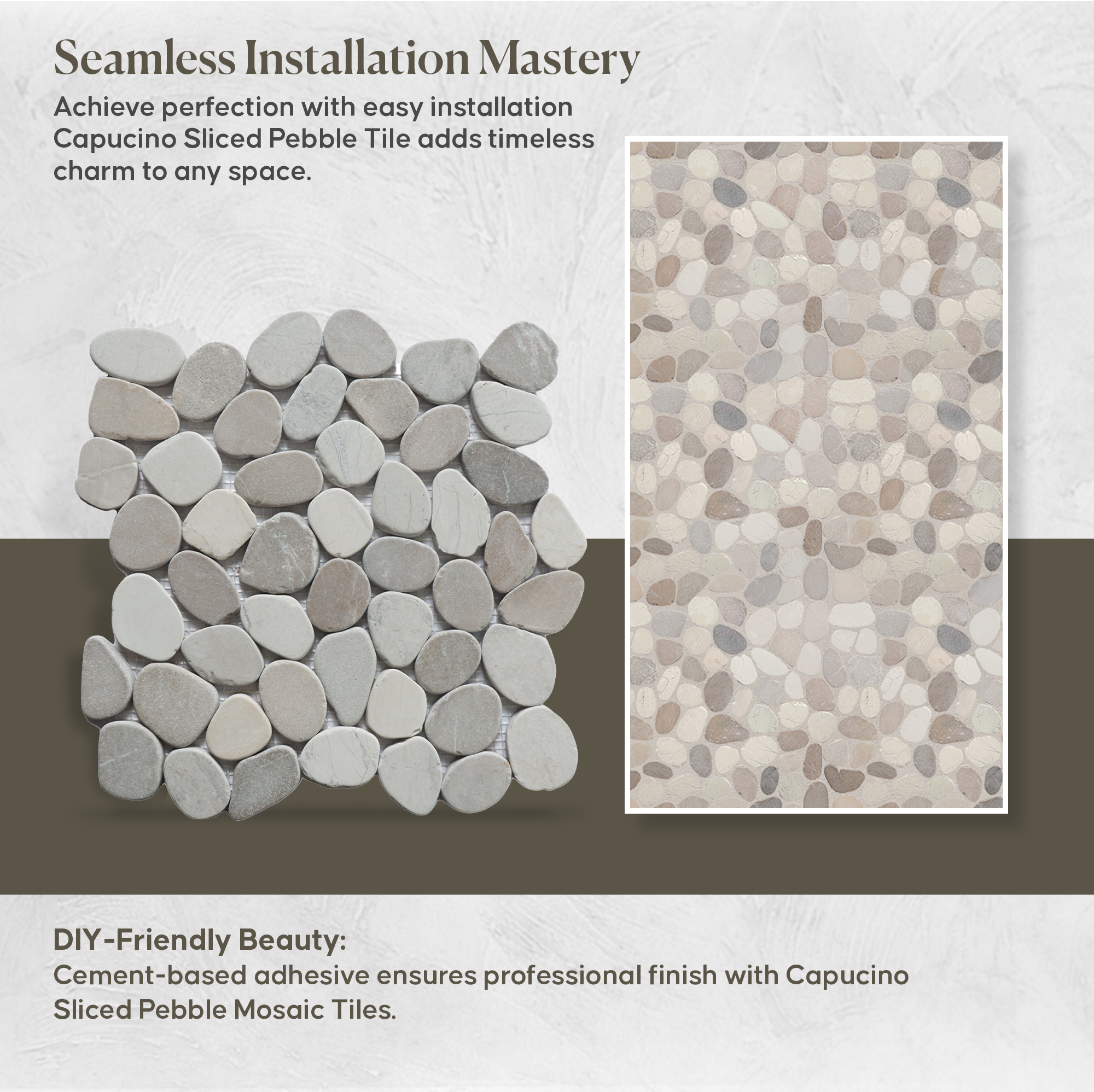 Capucino Sliced Pebble Mosaic Wall & Floor Tile | 5 Tiles per case