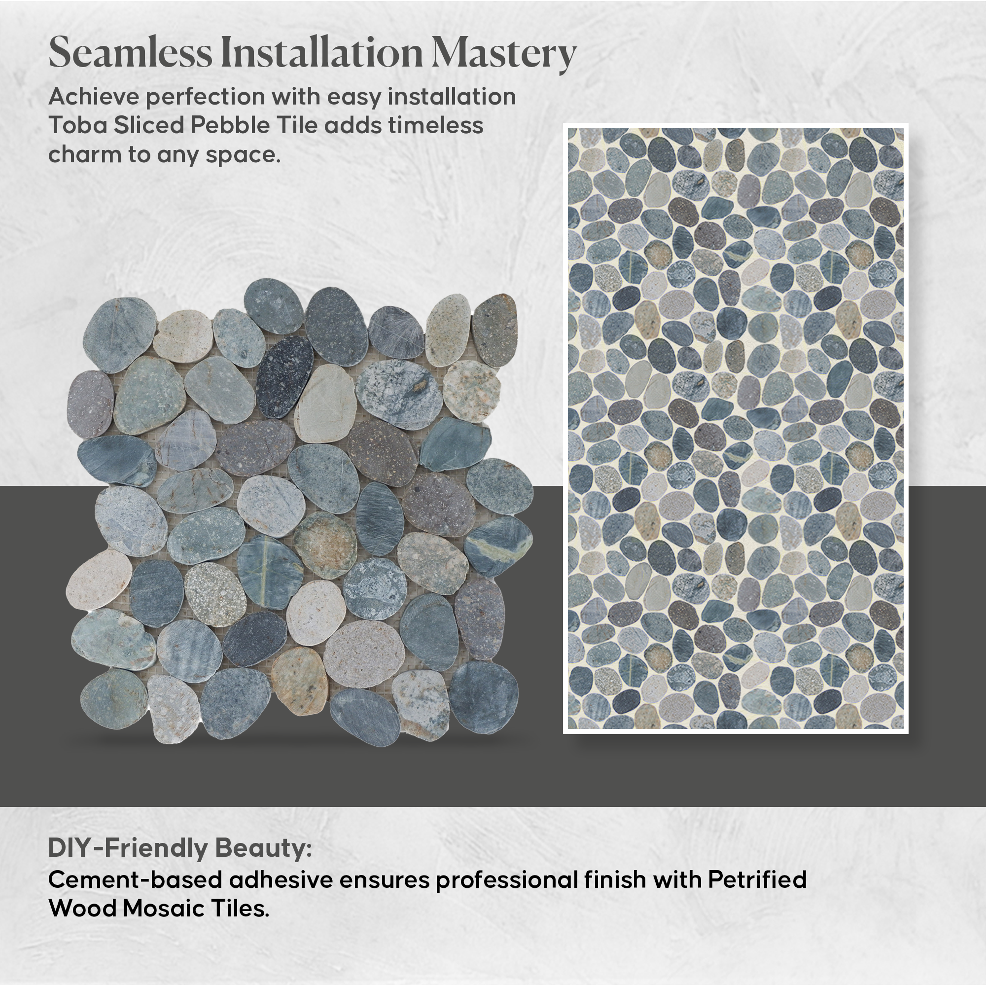 Toba Sliced Pebble Mosaic Wall & Floor Tile | 5 Tiles per case