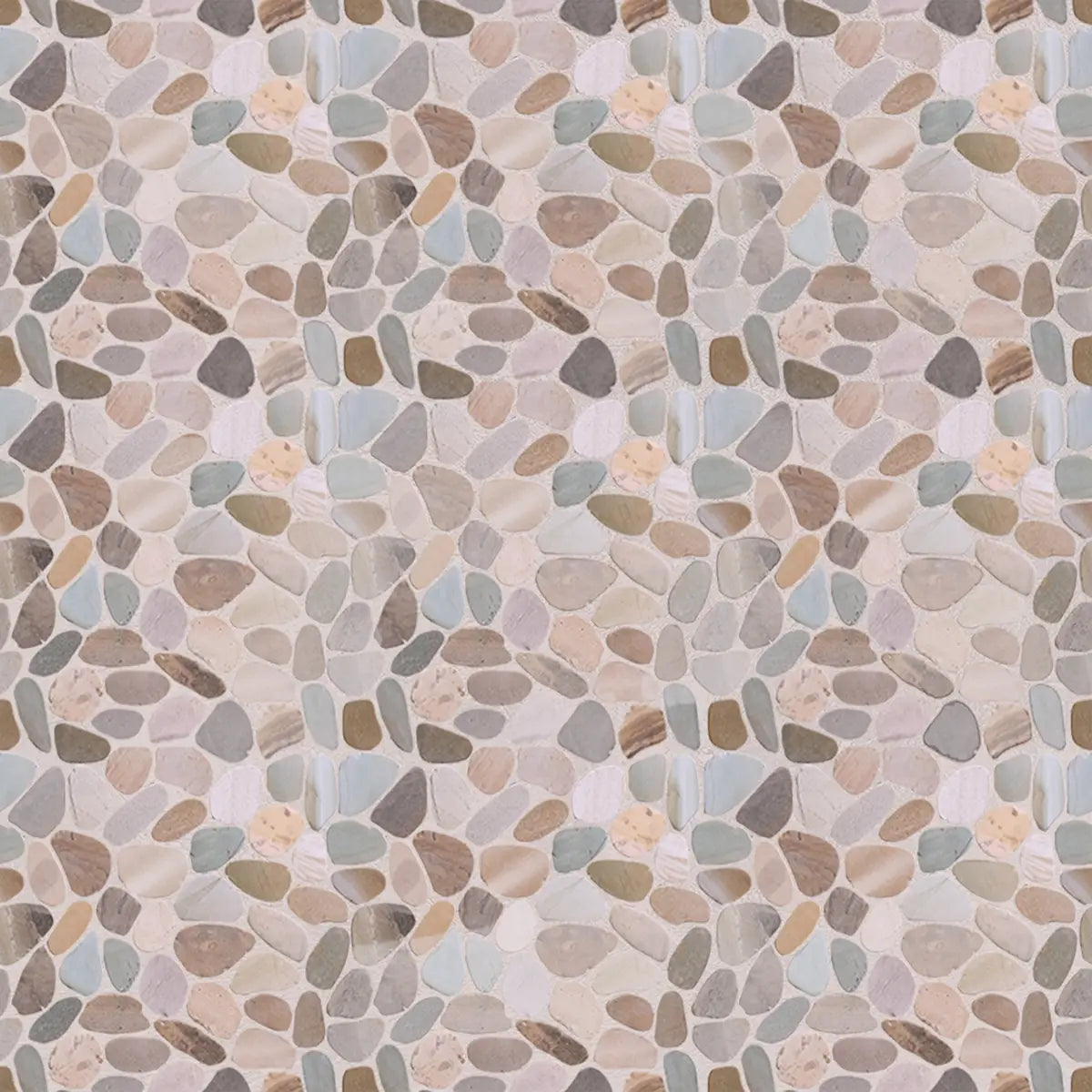 Olive Sliced Pebble Mosaic Wall & Floor Tile | 5 Tiles per case