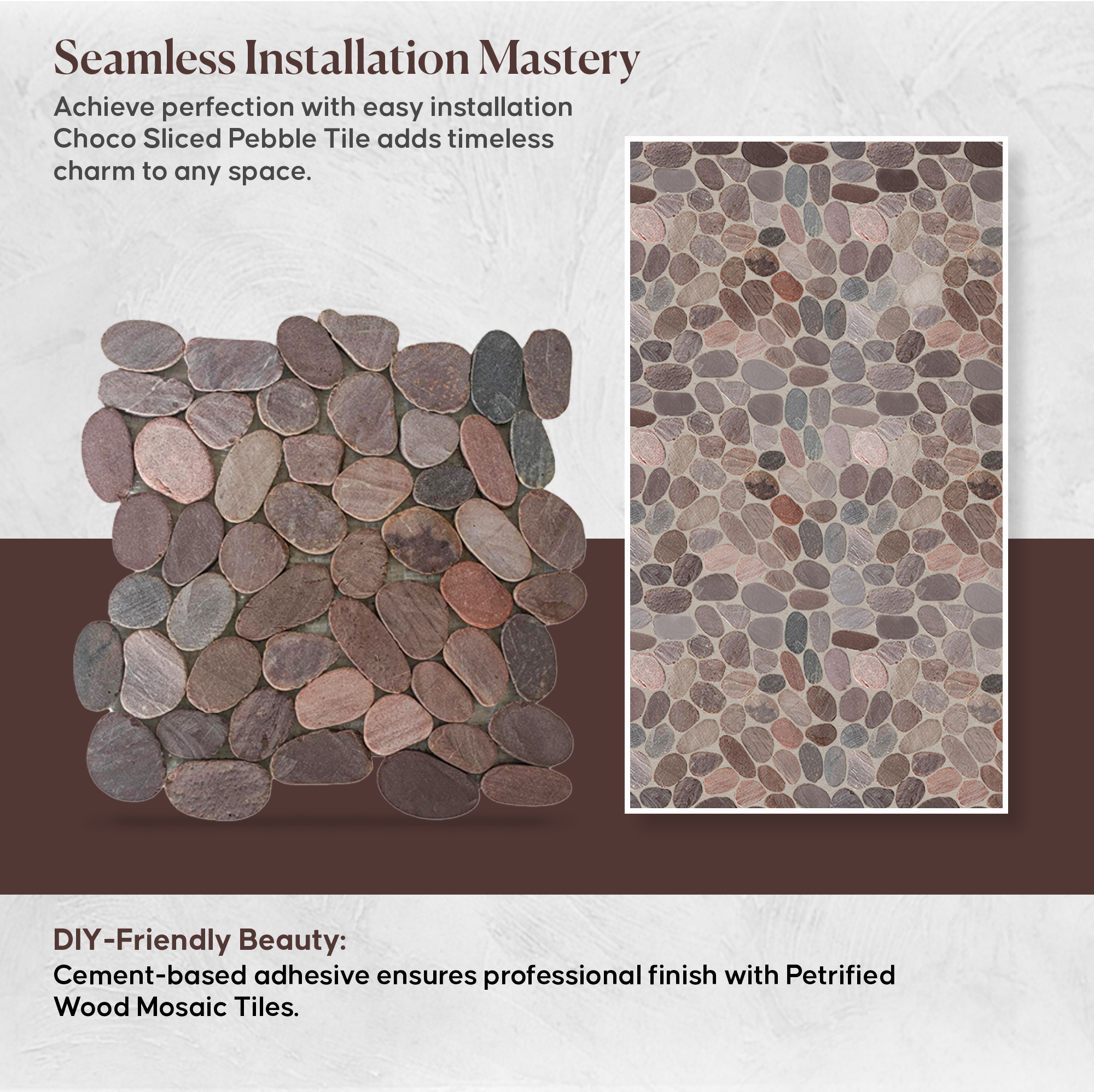Choco Sliced Pebble Mosaic Wall & Floor Tile | 5 Tiles per case