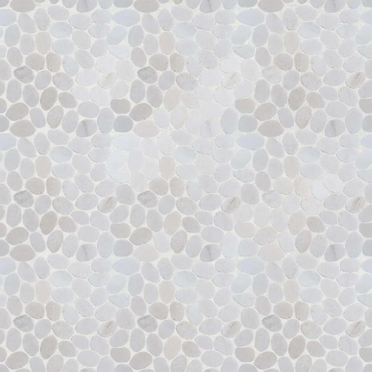 Snow White Sliced Pebble Mosaic Wall & Floor Tile | 5 Tiles per case