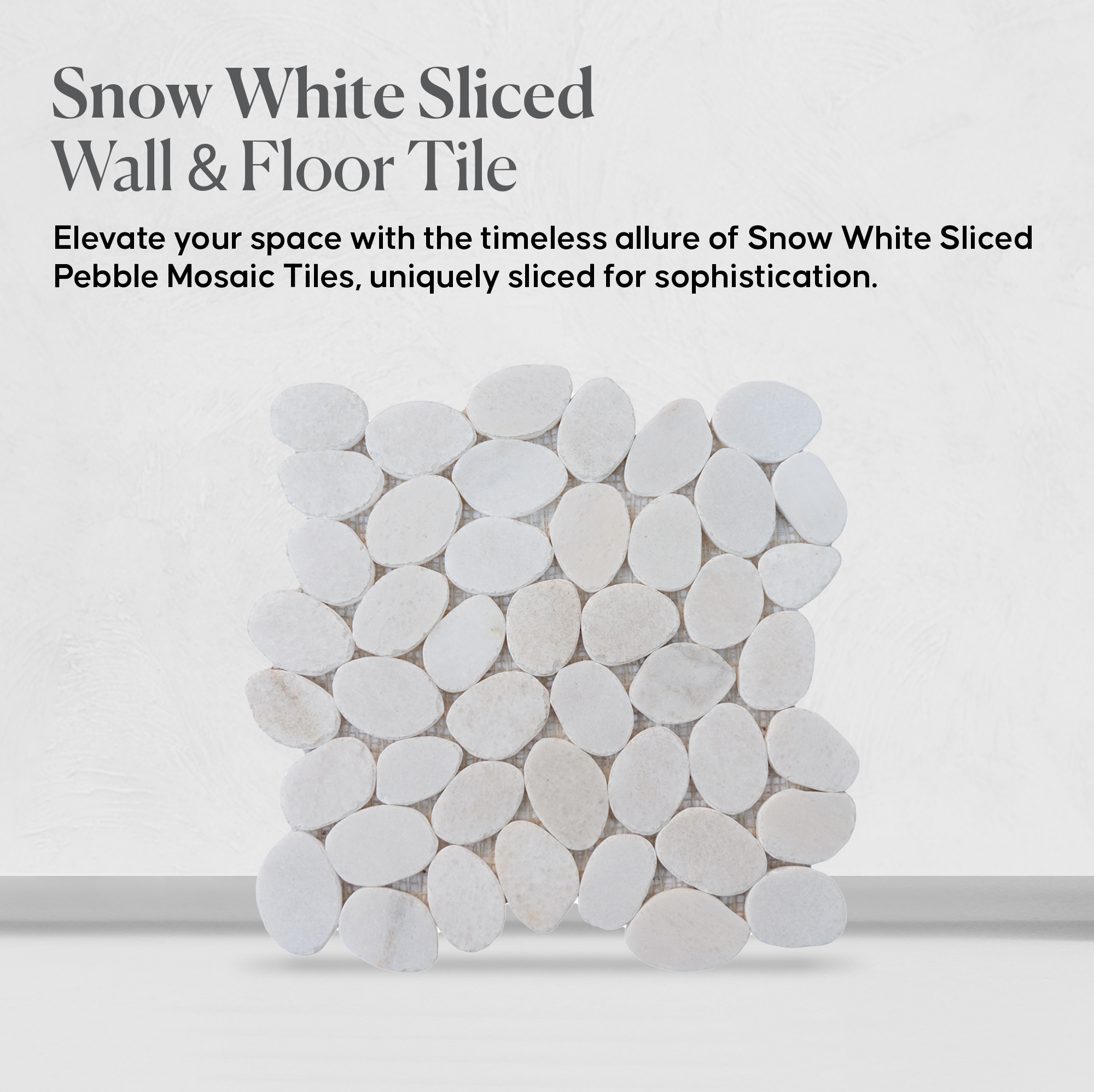 Snow White Sliced Pebble Mosaic Wall & Floor Tile | 5 Tiles per case