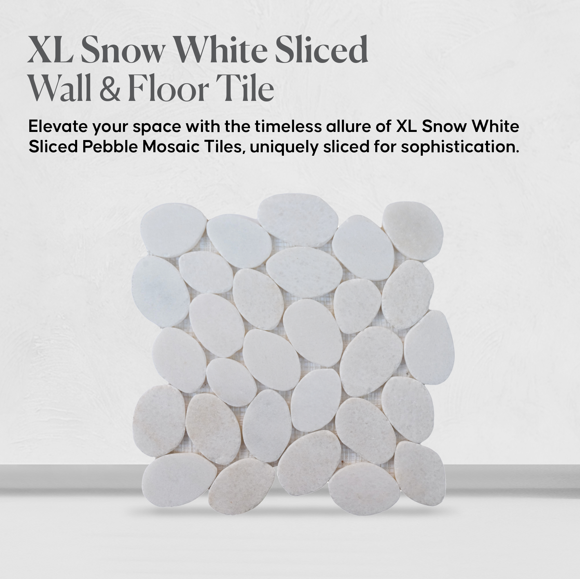 Xl Snow White Sliced Pebble Mosaic Wall & Floor Tile | 5 Tiles per case