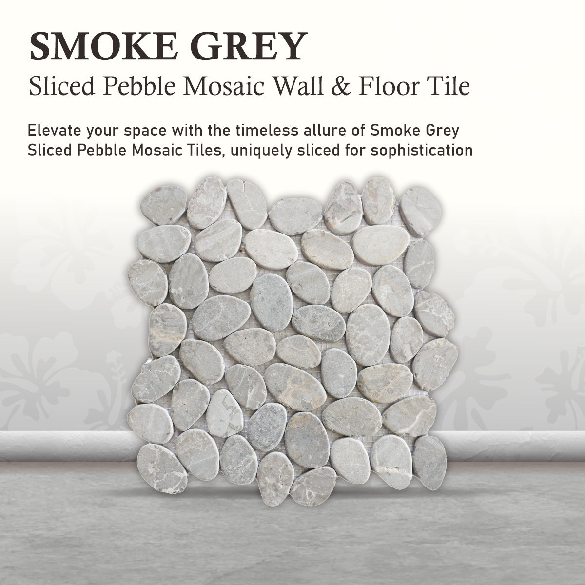 Smoke Grey Sliced Pebble Mosaic Wall & Floor Tile | 5 Tiles per case