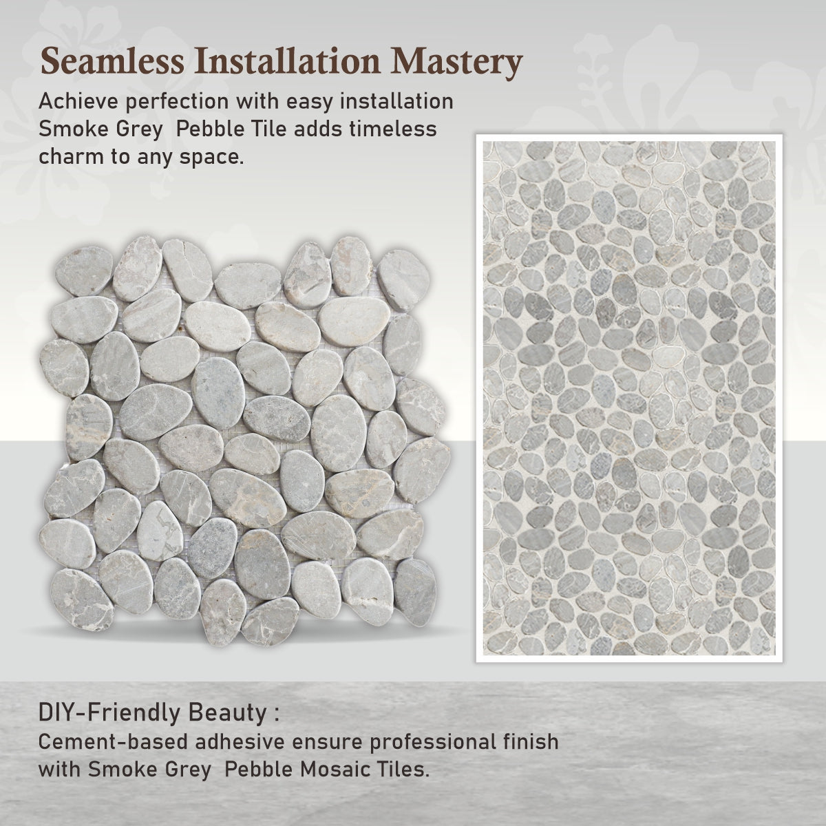 Smoke Grey Sliced Pebble Mosaic Wall & Floor Tile | 5 Tiles per case