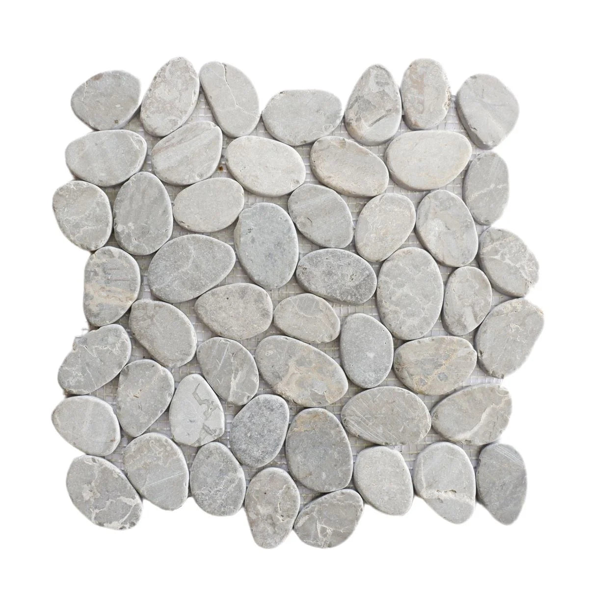 smoke grey sliced pebble tile sample without grout