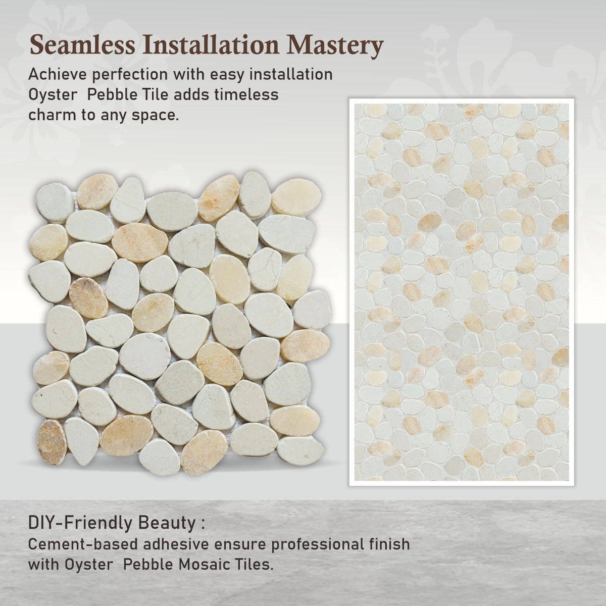 Oyster Sliced Pebble Mosaic Wall & Floor Tile | 5 Tiles per case