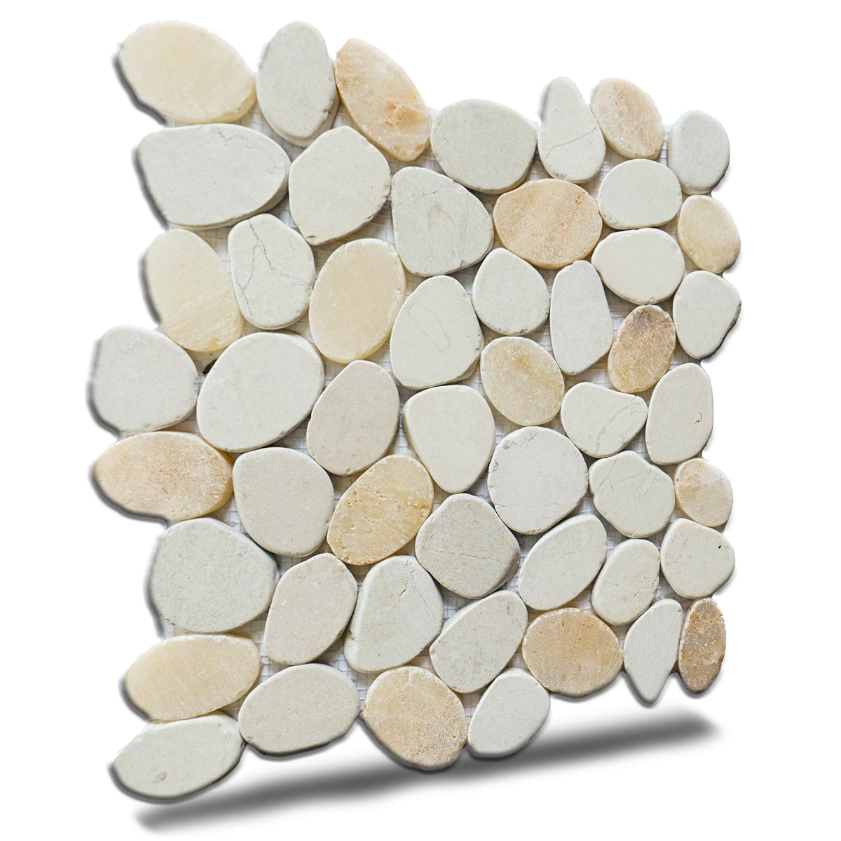 Oyster Sliced Pebble Mosaic Wall & Floor Tile | 5 Tiles per case