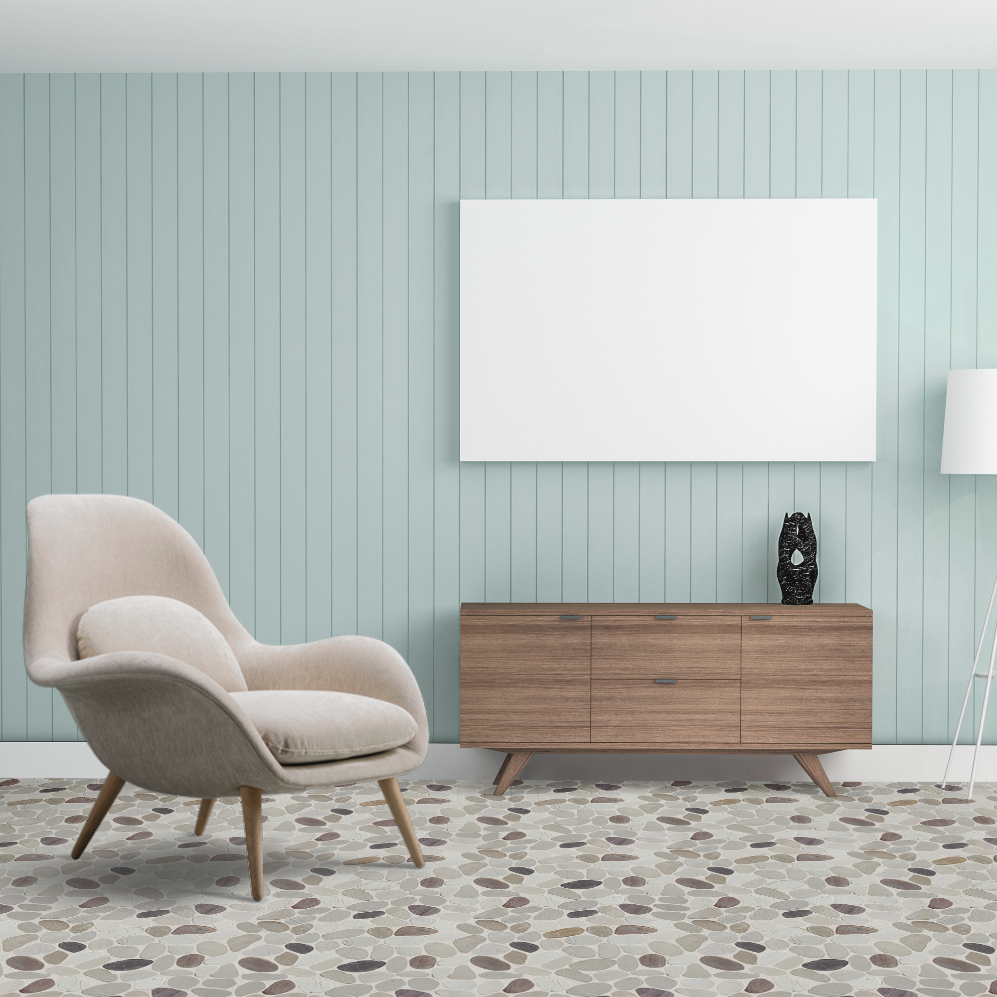 Cherry Sliced Pebble Mosaic Wall & Floor Tile | 5 Tiles per case