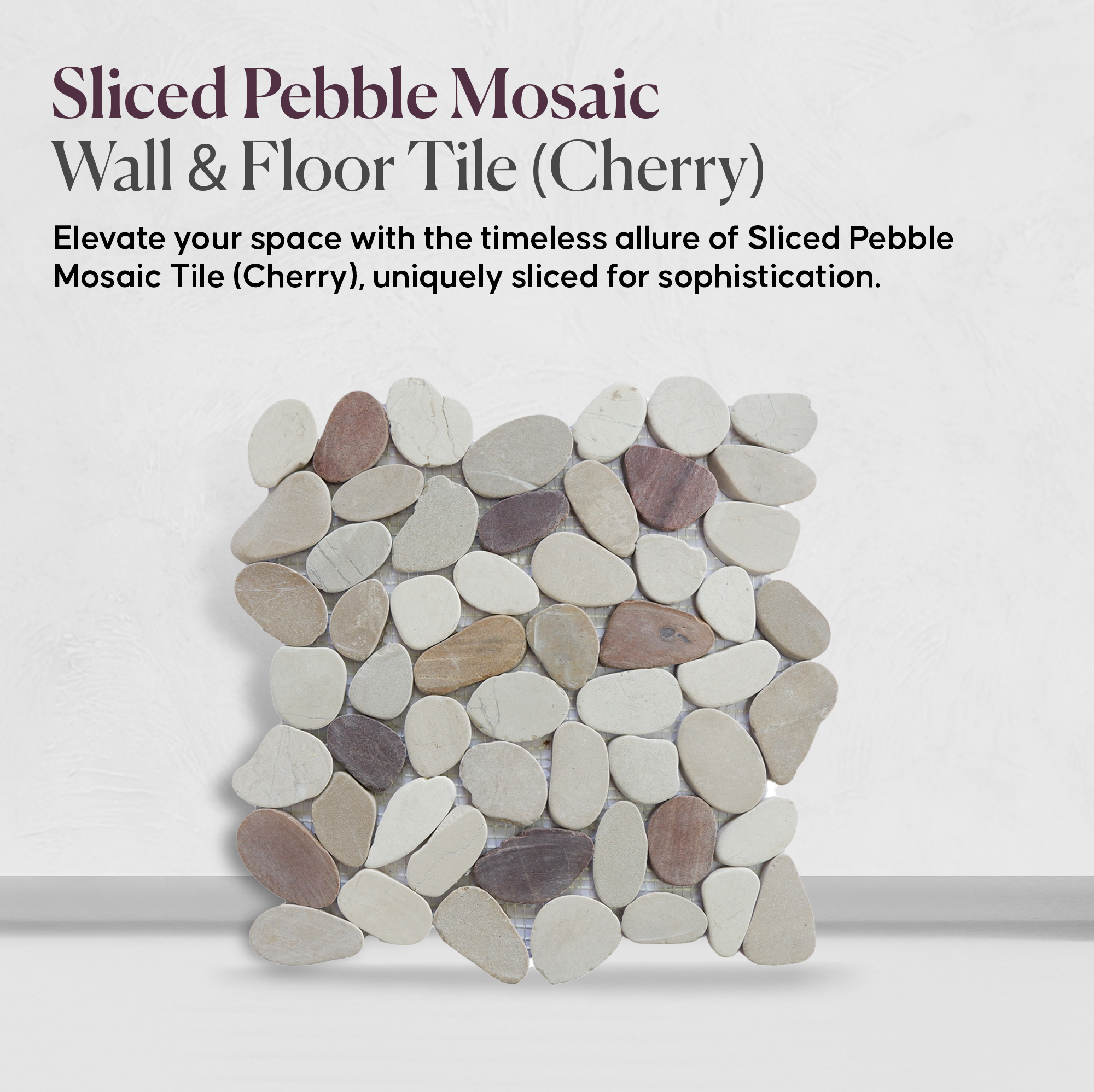 Cherry Sliced Pebble Mosaic Wall & Floor Tile | 5 Tiles per case