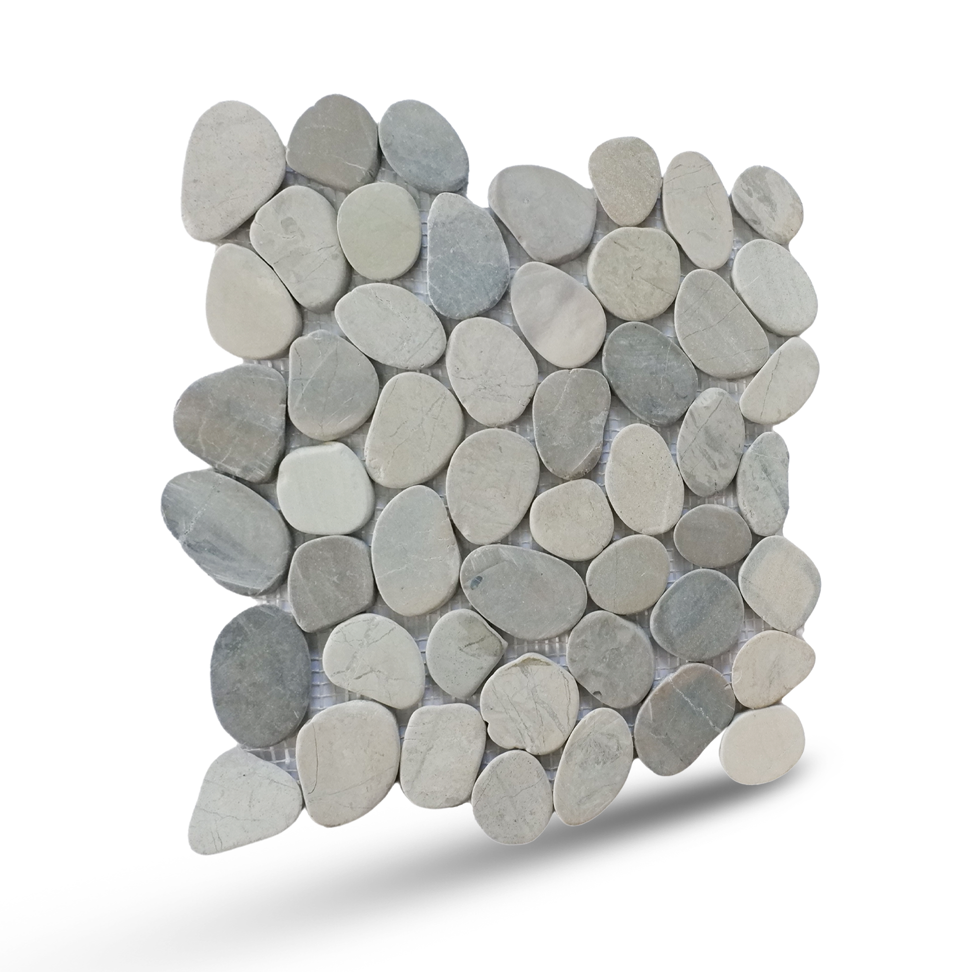 Pale Sliced Pebble Mosaic Wall & Floor Tile | 5 Tiles per case
