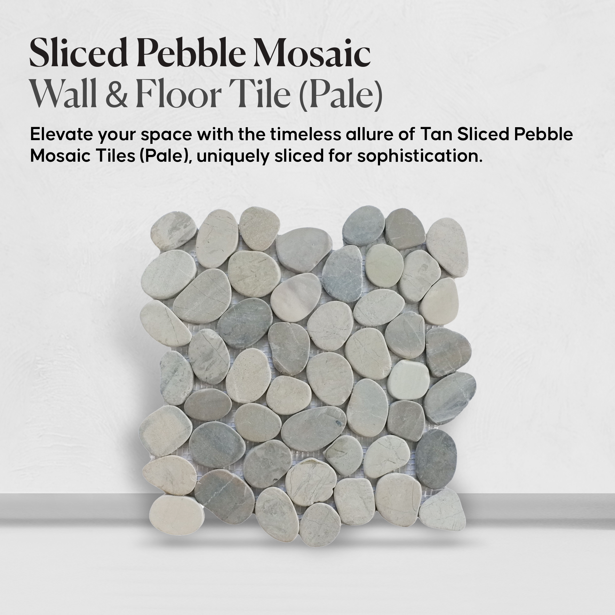 Pale Sliced Pebble Mosaic Wall & Floor Tile | 5 Tiles per case