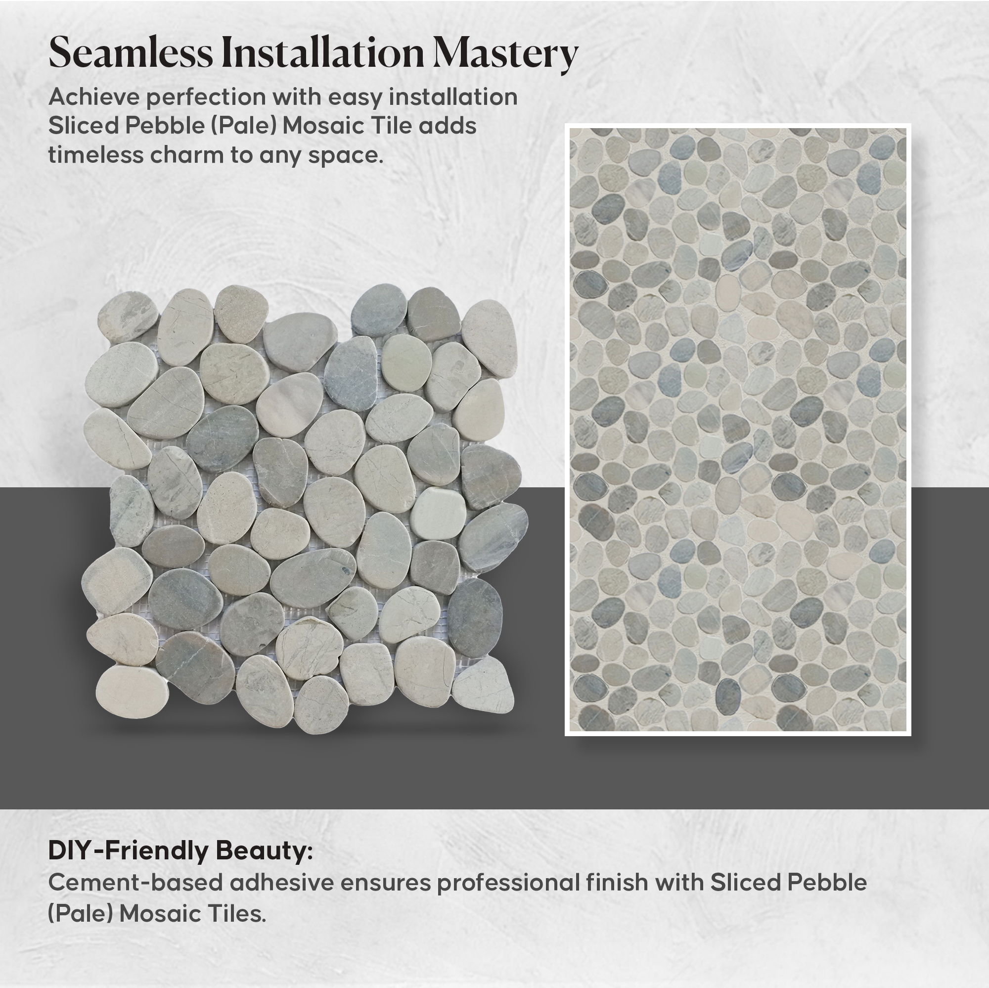 Pale Sliced Pebble Mosaic Wall & Floor Tile | 5 Tiles per case
