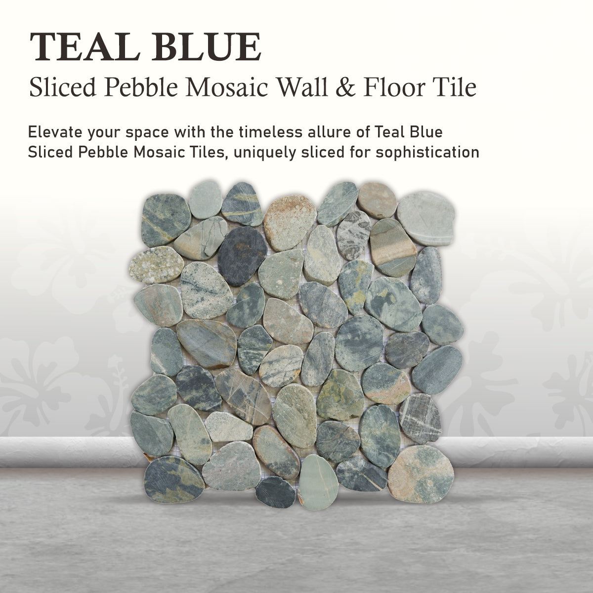 Teal Blue Pebble Mosaic Tile, Sliced Mosaic Wall & Floor Tile | 5 Tiles per case