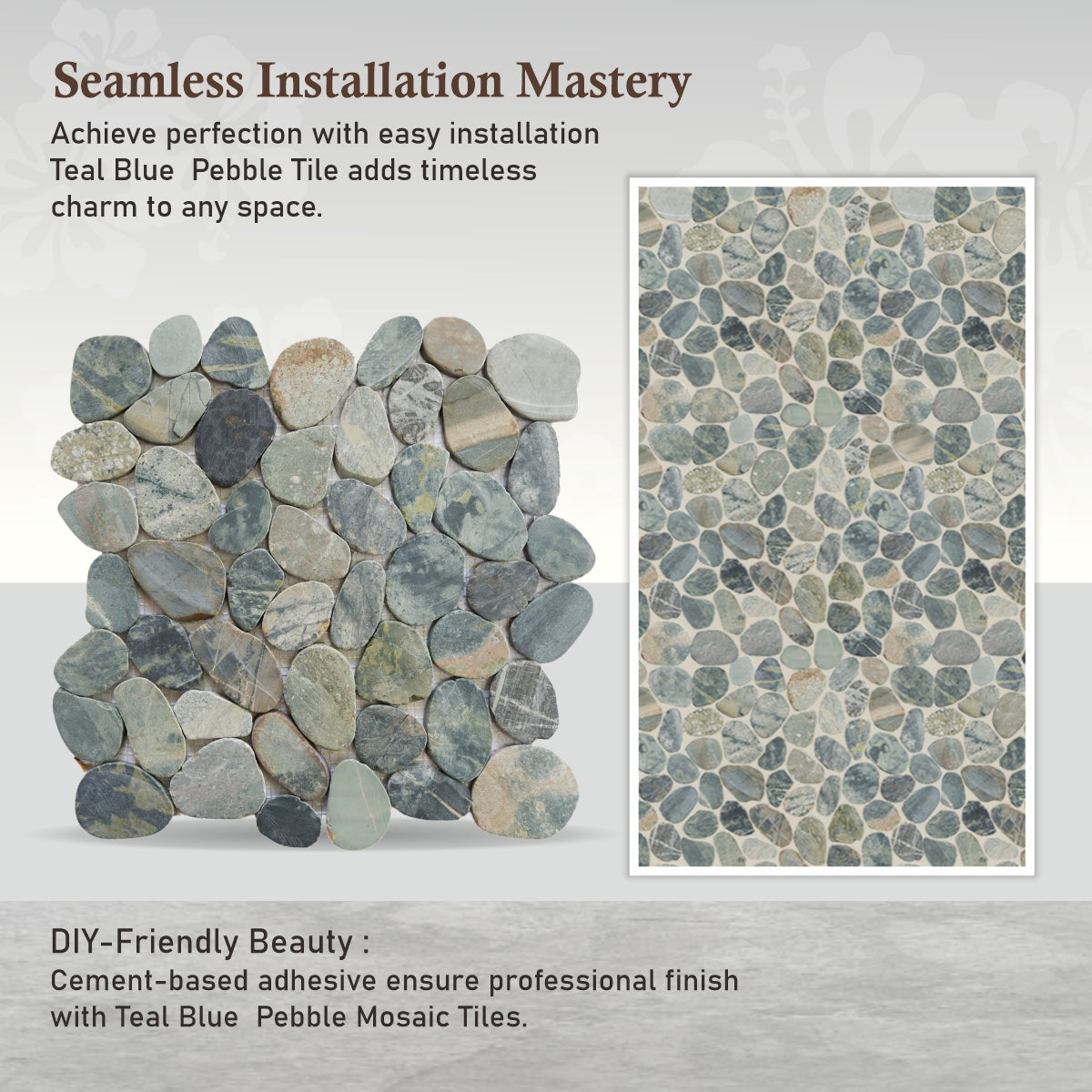 Teal Blue Pebble Mosaic Tile, Sliced Mosaic Wall & Floor Tile | 5 Tiles per case