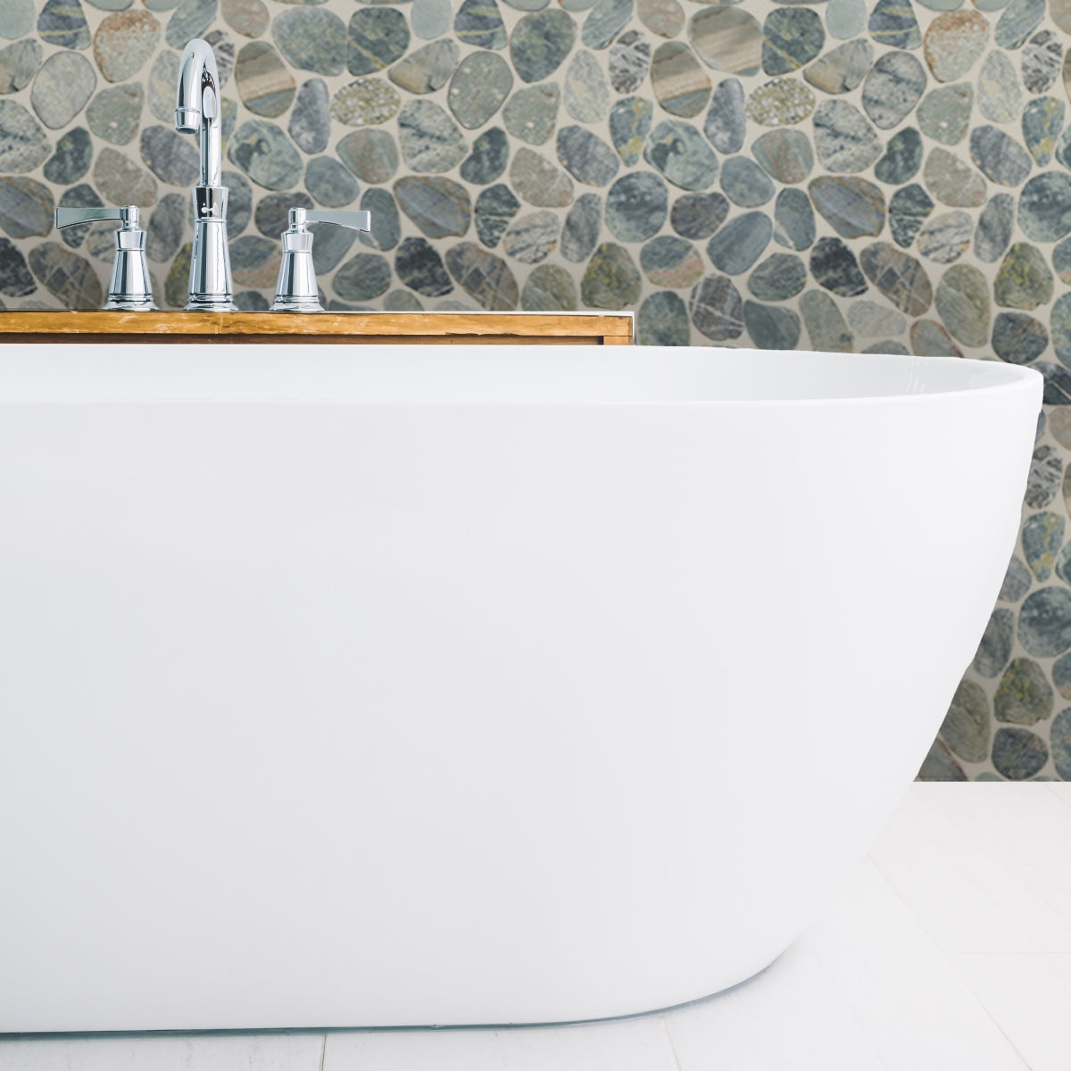 Teal Blue Pebble Mosaic Tile, Sliced Mosaic Wall & Floor Tile | 5 Tiles per case