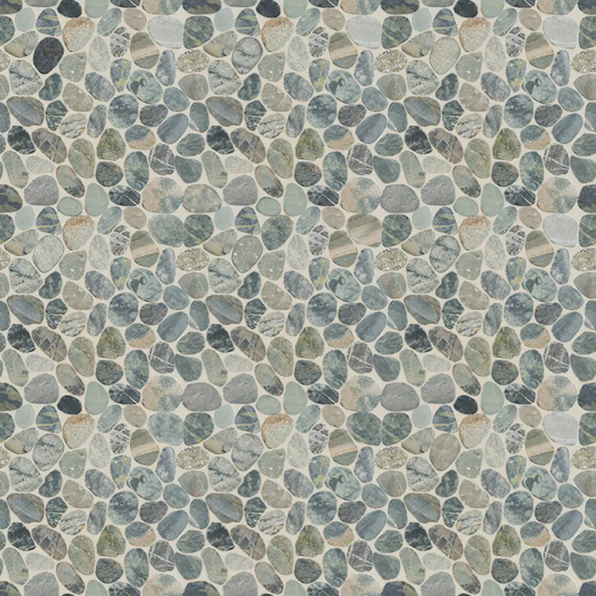 Teal Blue Pebble Mosaic Tile, Sliced Mosaic Wall & Floor Tile | 5 Tiles per case