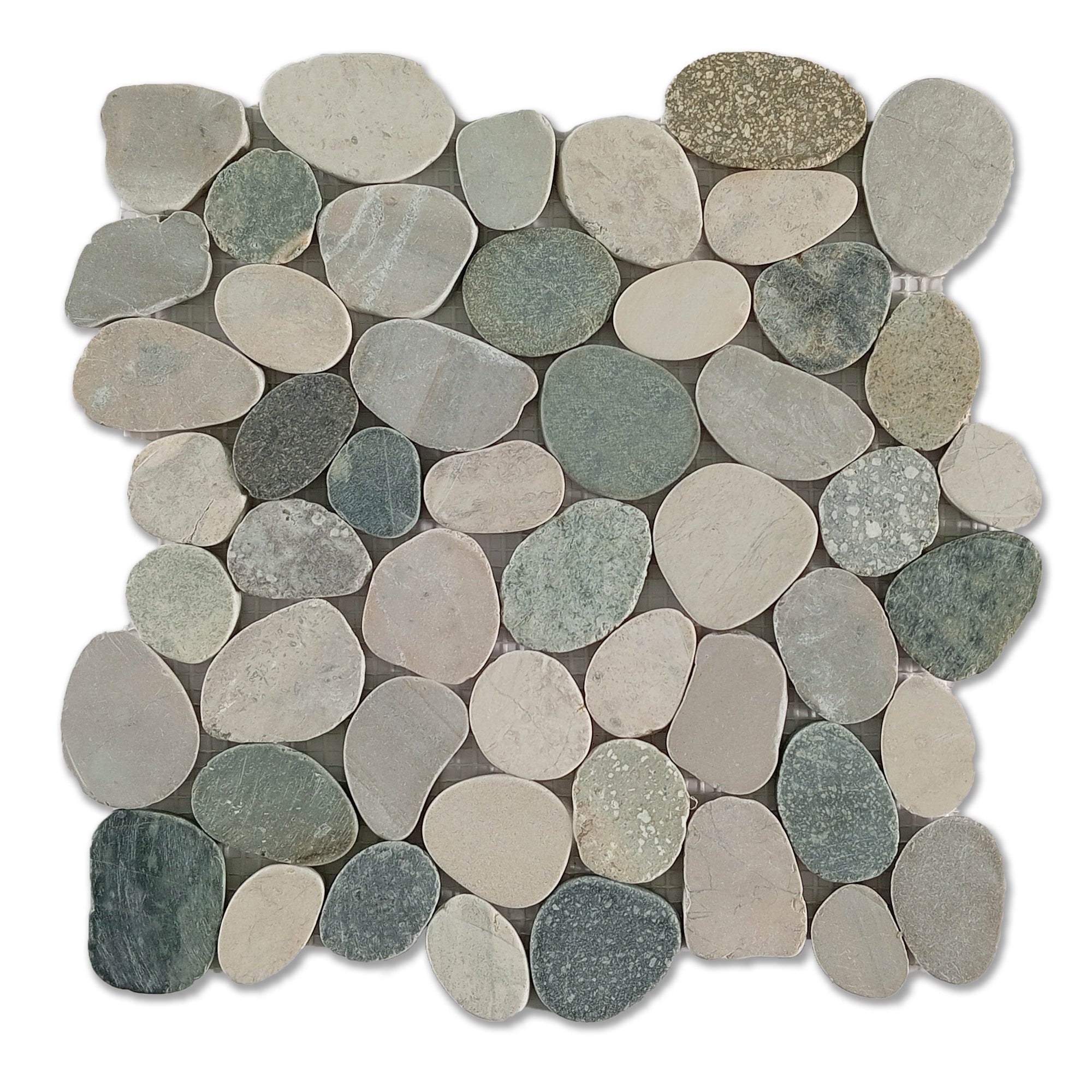 Aloe Sliced Pebble Mosaic Wall & Floor Tile | 5 Tiles per case