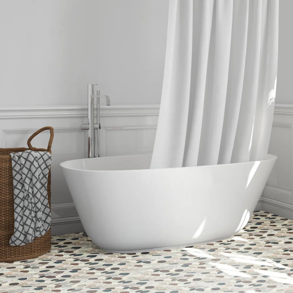 Sangria Sliced Pebble Mosaic Wall & Floor Tile | 5 Tiles per case