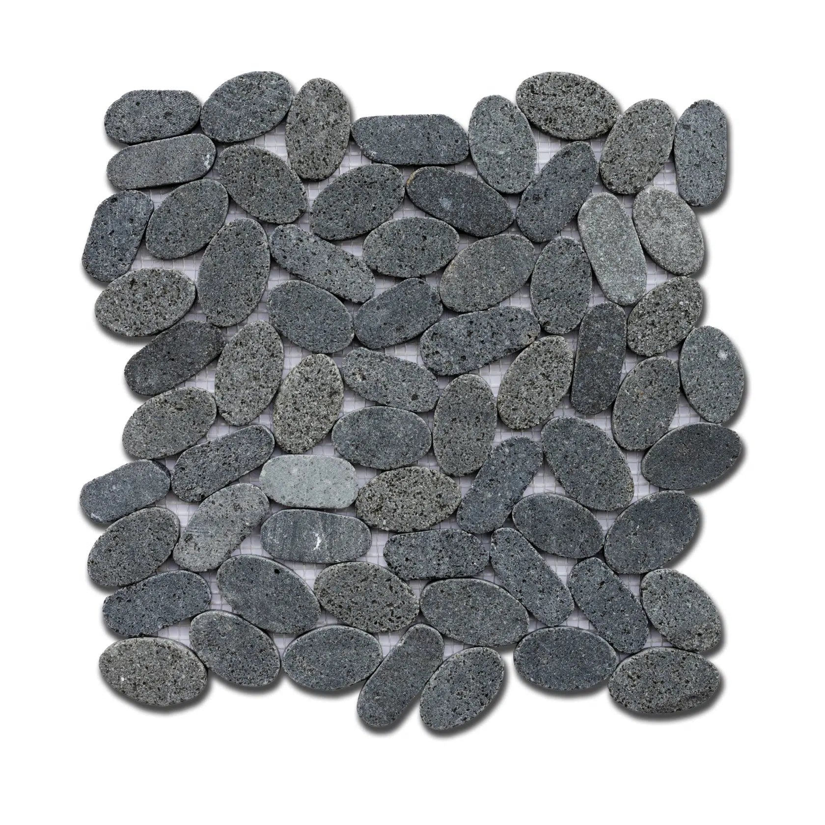 Oval Lava Sliced Pebble Mosaic Wall & Floor Tile | 5 Tiles per case