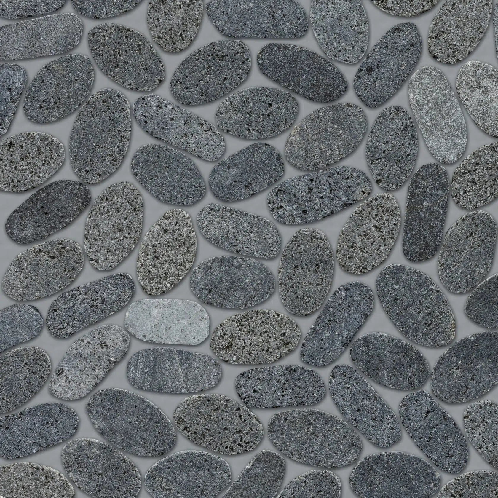 Oval Lava Sliced Pebble Mosaic Wall & Floor Tile | 5 Tiles per case