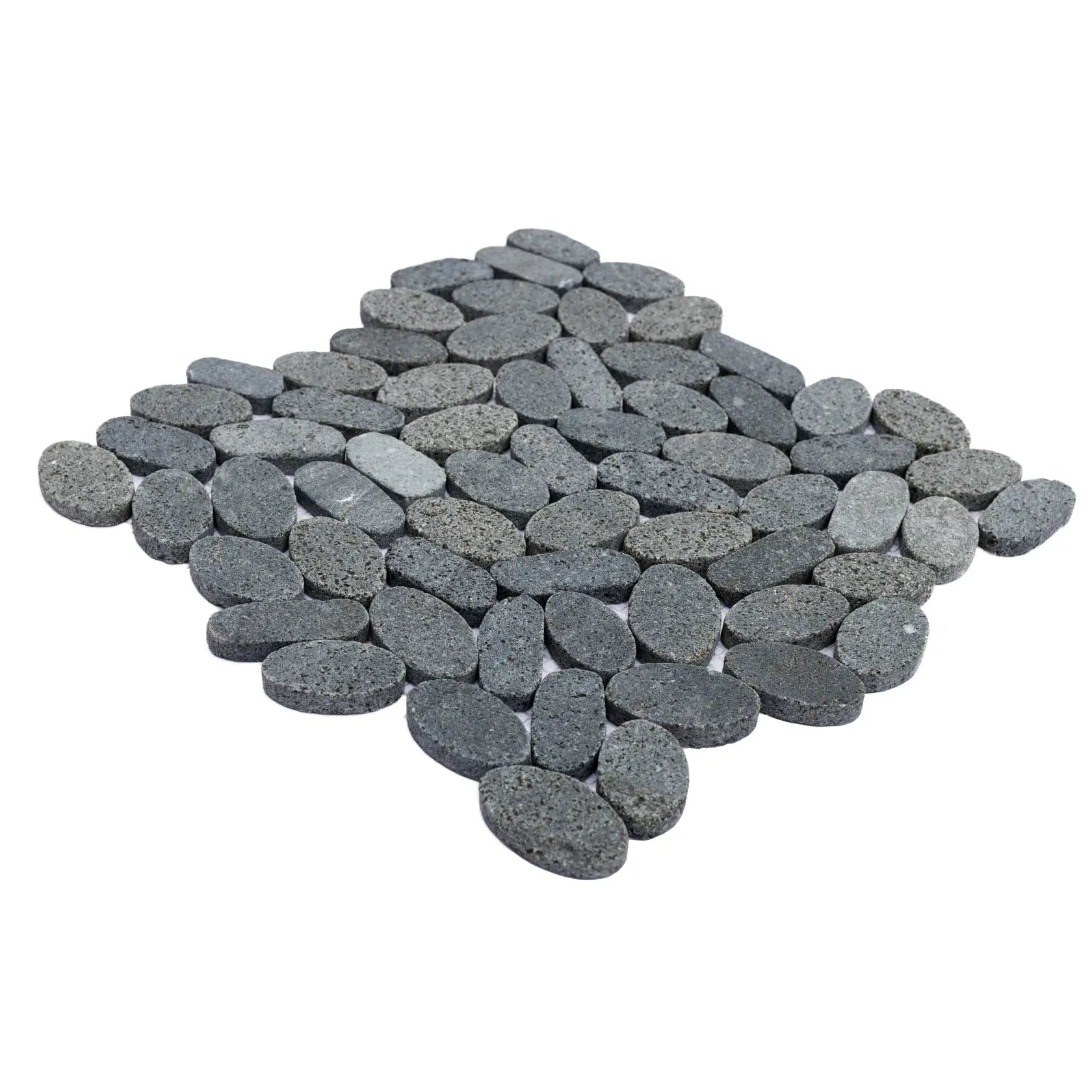 Oval Lava Sliced Pebble Mosaic Wall & Floor Tile | 5 Tiles per case