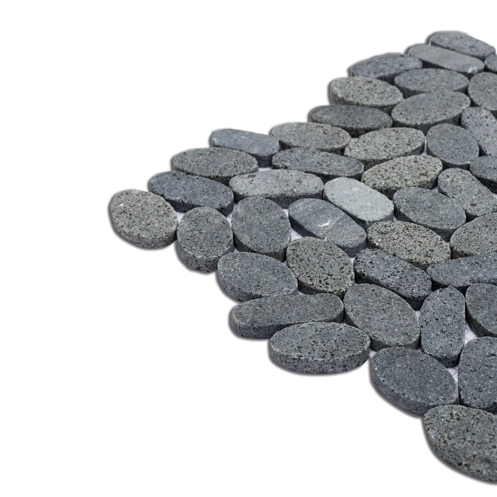 Oval Lava Sliced Pebble Mosaic Wall & Floor Tile | 5 Tiles per case