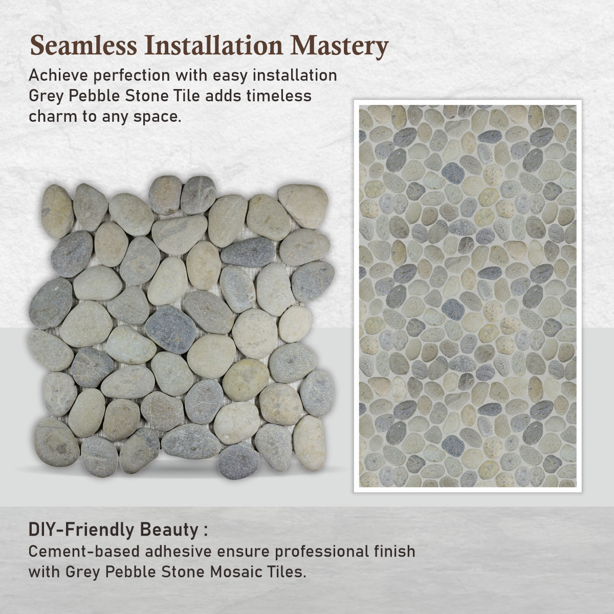 Grey Pebble Mosaic Tile For Wall and Floor | 5 Tiles per case