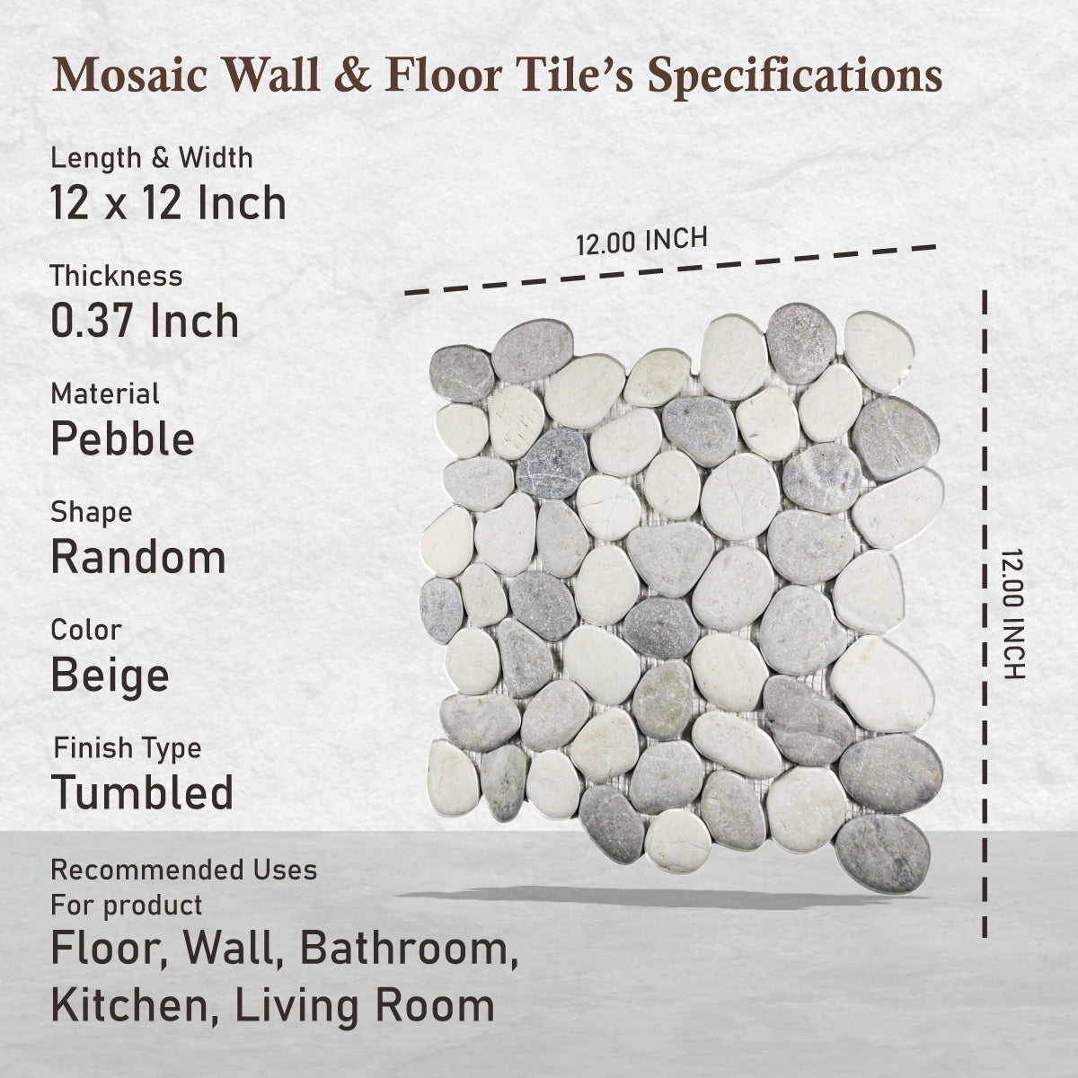 Misty Pebble Mosaic Tile For Wall and Floor | 5 Tiles per case