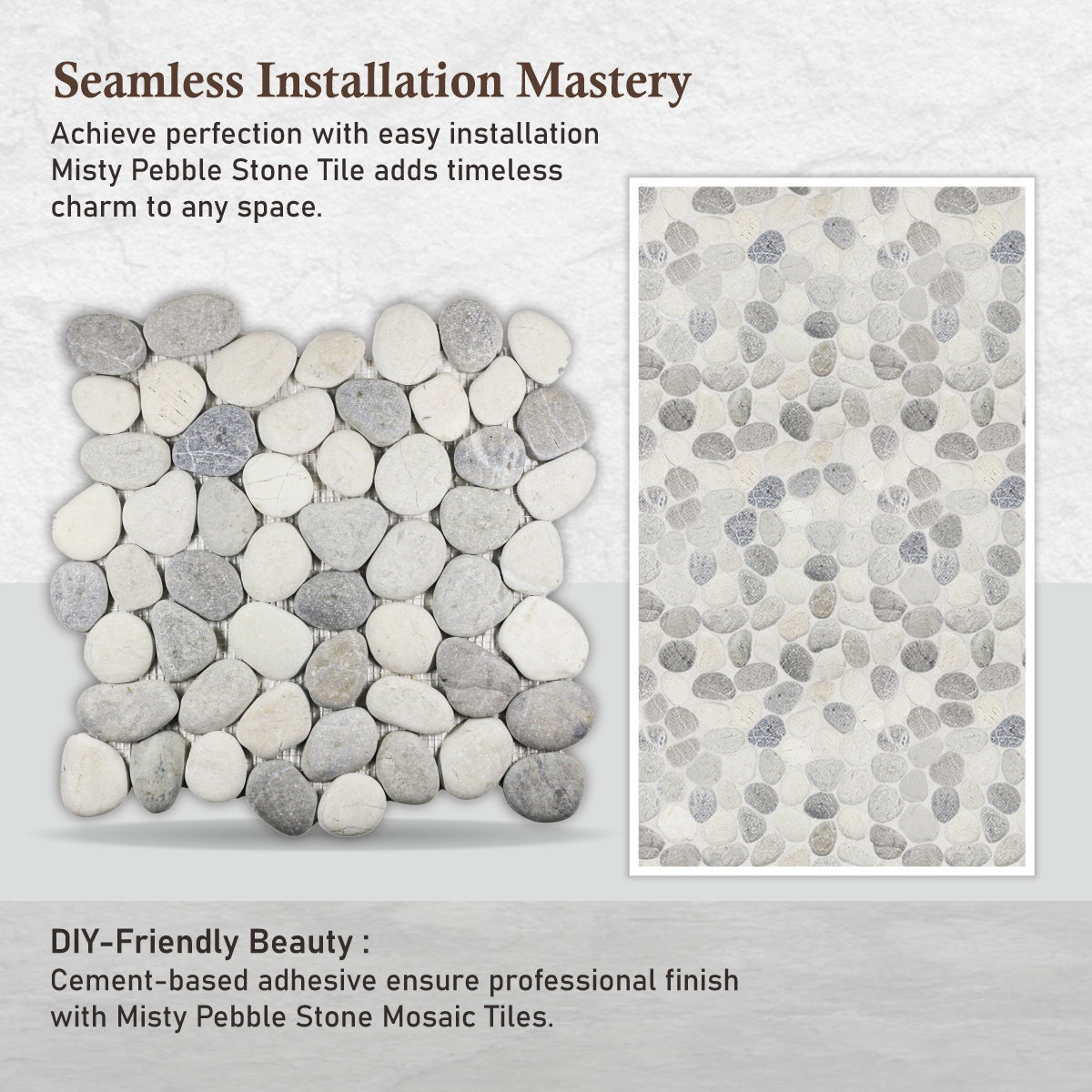 Misty Pebble Mosaic Tile For Wall and Floor | 5 Tiles per case
