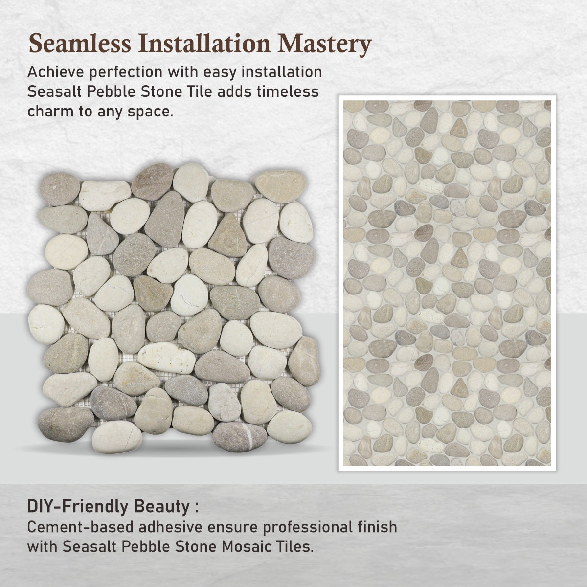 Seasalt Pebble Mosaic Tile For Wall and Floor | 5 Tiles per case
