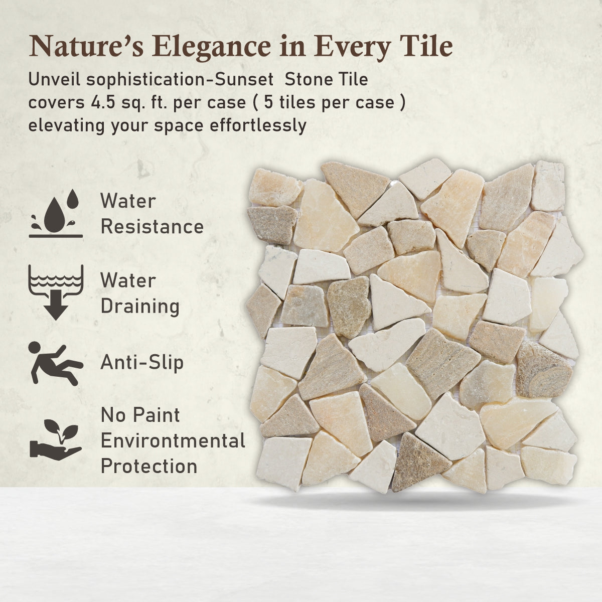 Sunset Onyx Random Irregular Mosaic Tile for Wall and Floor | 5 Tiles per case