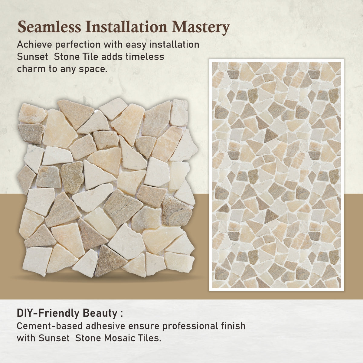 Sunset Onyx Random Irregular Mosaic Tile for Wall and Floor | 5 Tiles per case