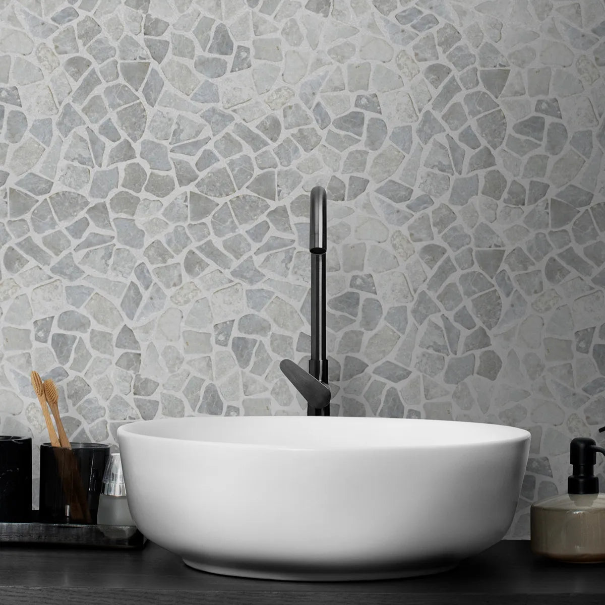 Nusa Grey Random Irregular Mosaic Tile for Wall and Floor | 5 Tiles per case