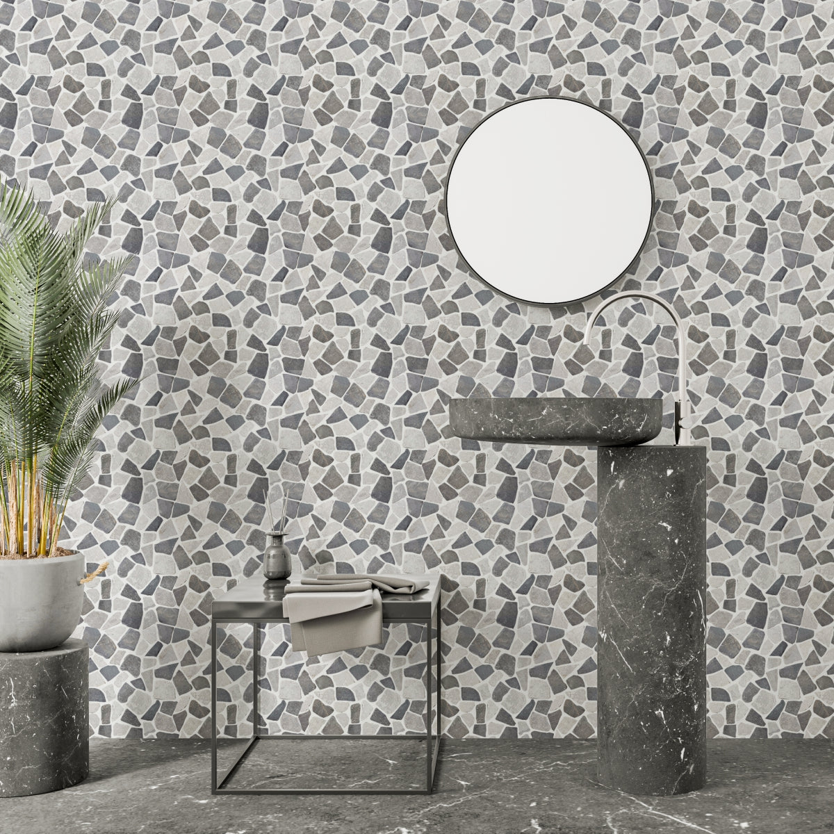 Stone Grey Random Irregular Mosaic Tile for Wall and Floor | 5 Tiles per case