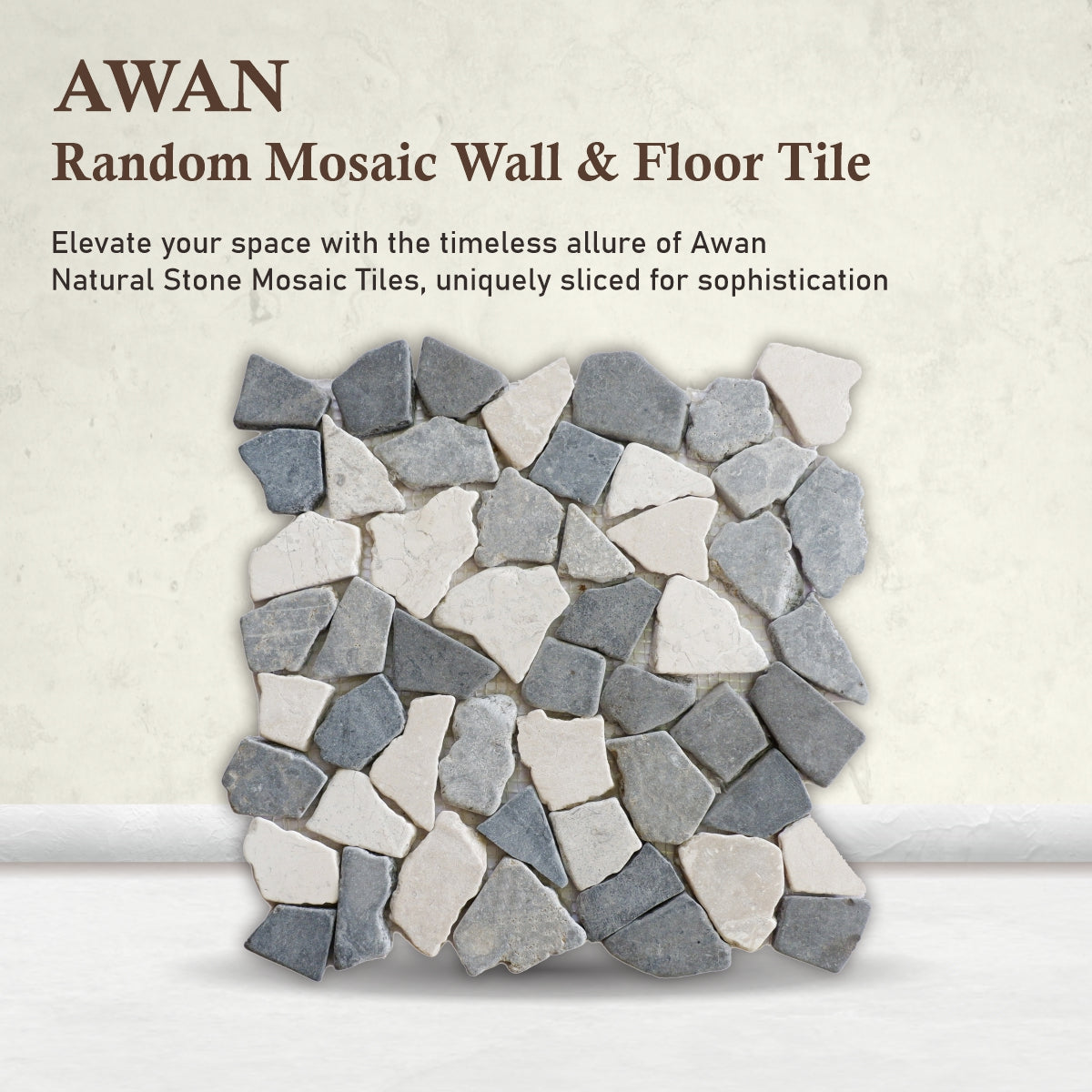 Awan Random Irregular Mosaic Tile for Wall and Floor | 5 Tiles per case