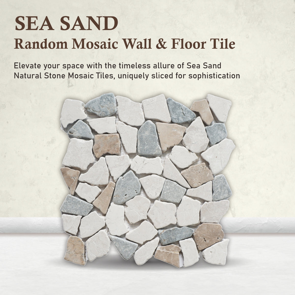 Sea Sand Random Irregular Mosaic Tile for Wall and Floor | 5 Tiles per case
